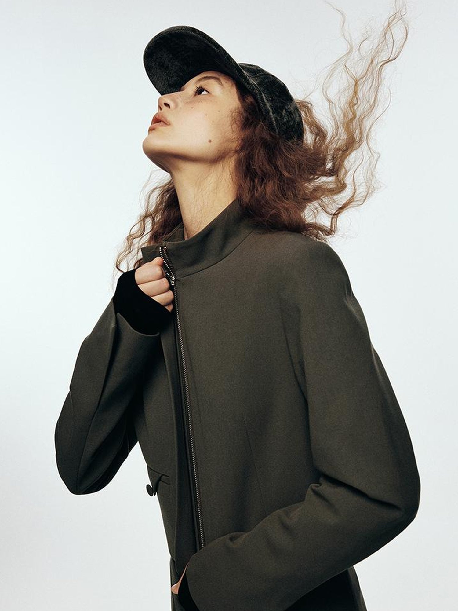 FUSSED Wandering River Slim Fit Short Wool Blazer In Linen Blue