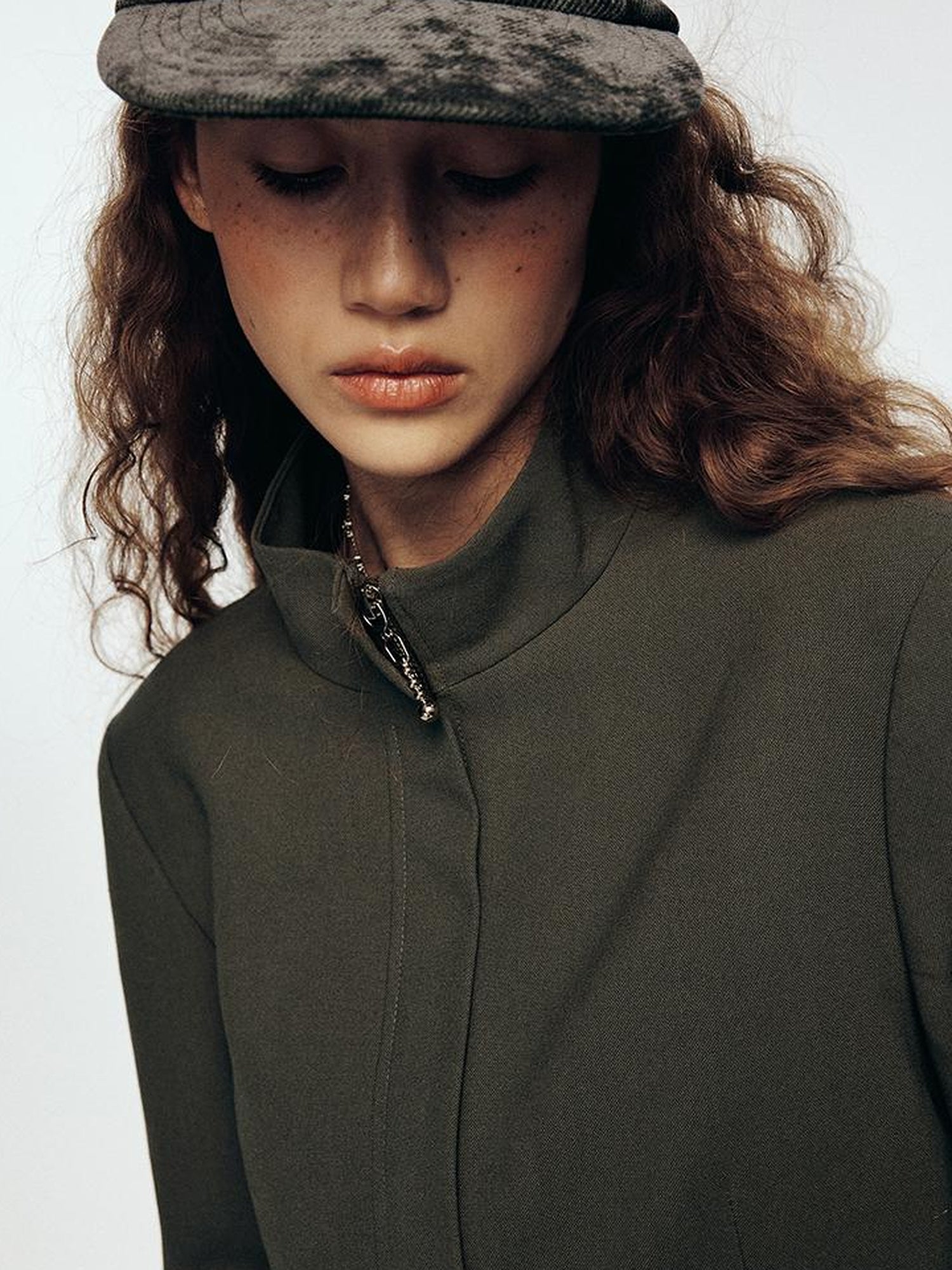 FUSSED Wandering River Slim Fit Short Wool Blazer In Linen Blue