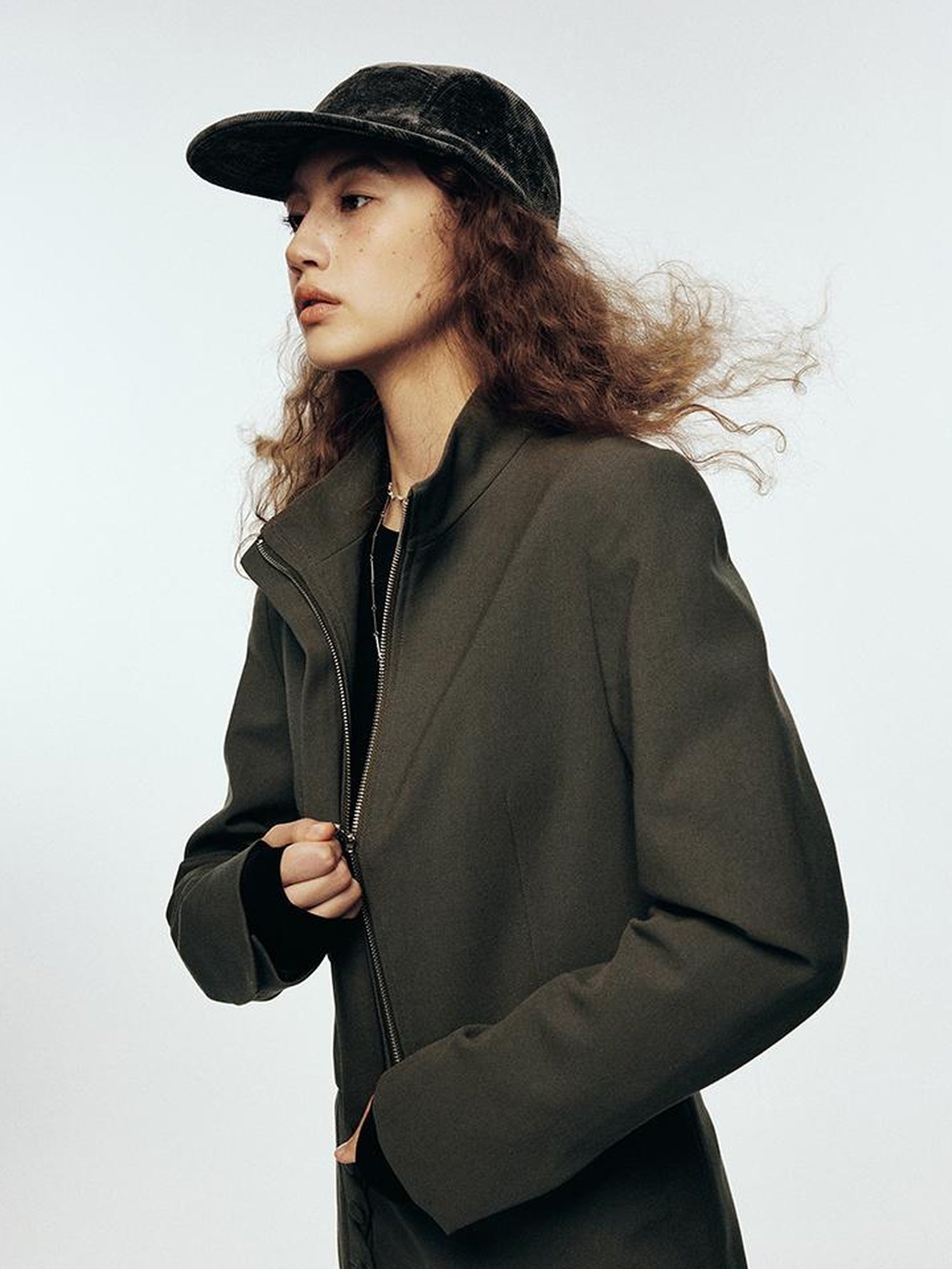 FUSSED Wandering River Slim Fit Short Wool Blazer In Linen Blue