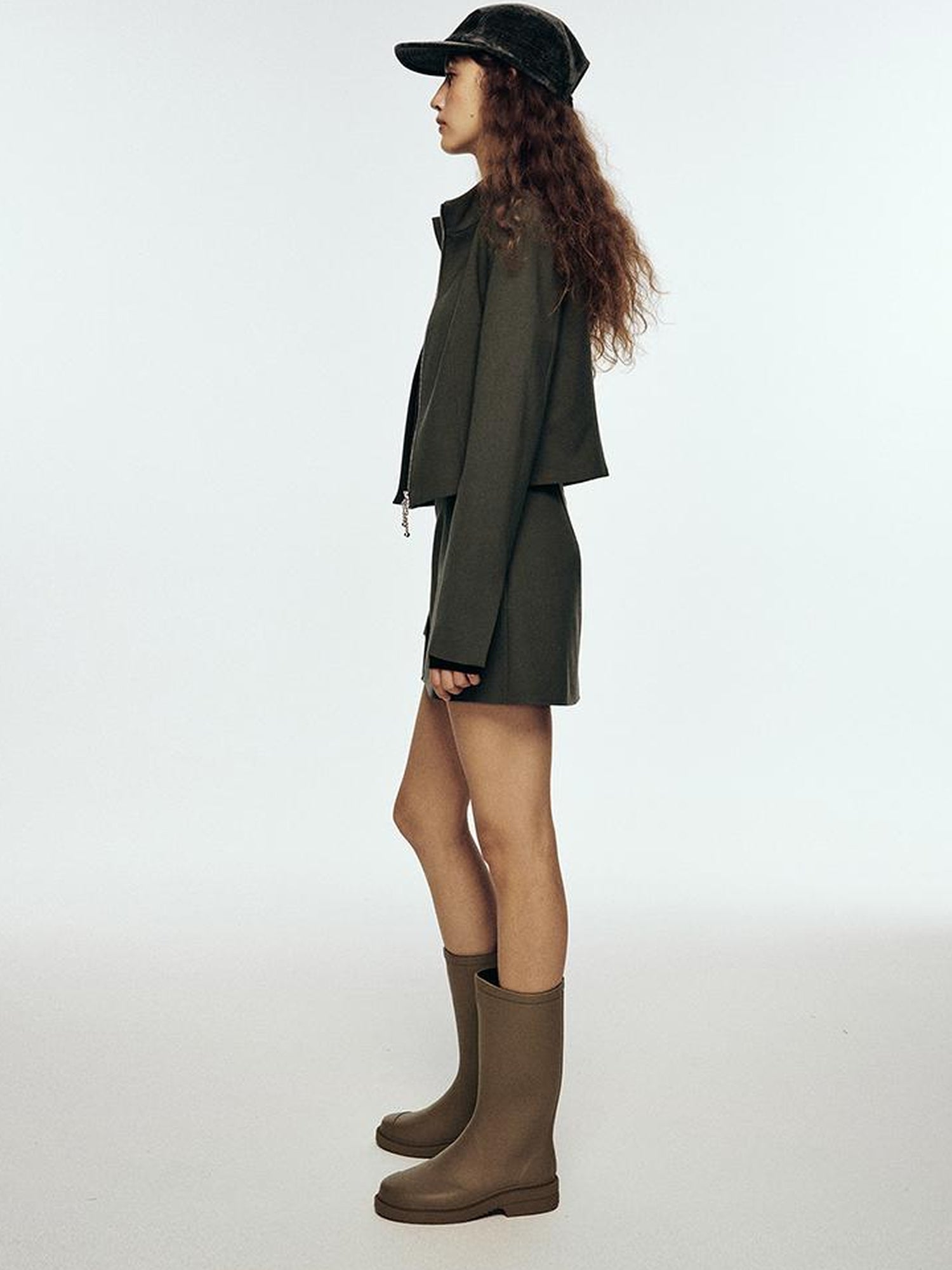 FUSSED Wandering River Slim Fit Short Wool Blazer In Linen Blue