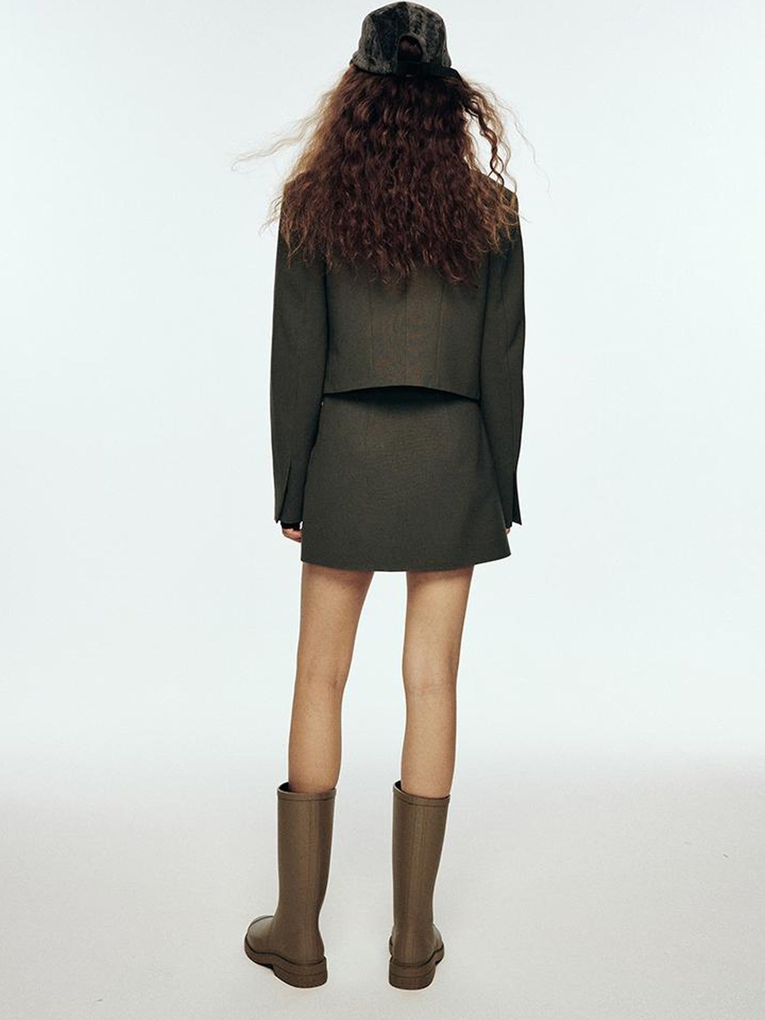 FUSSED Wandering River Slim Fit Short Wool Blazer In Linen Blue