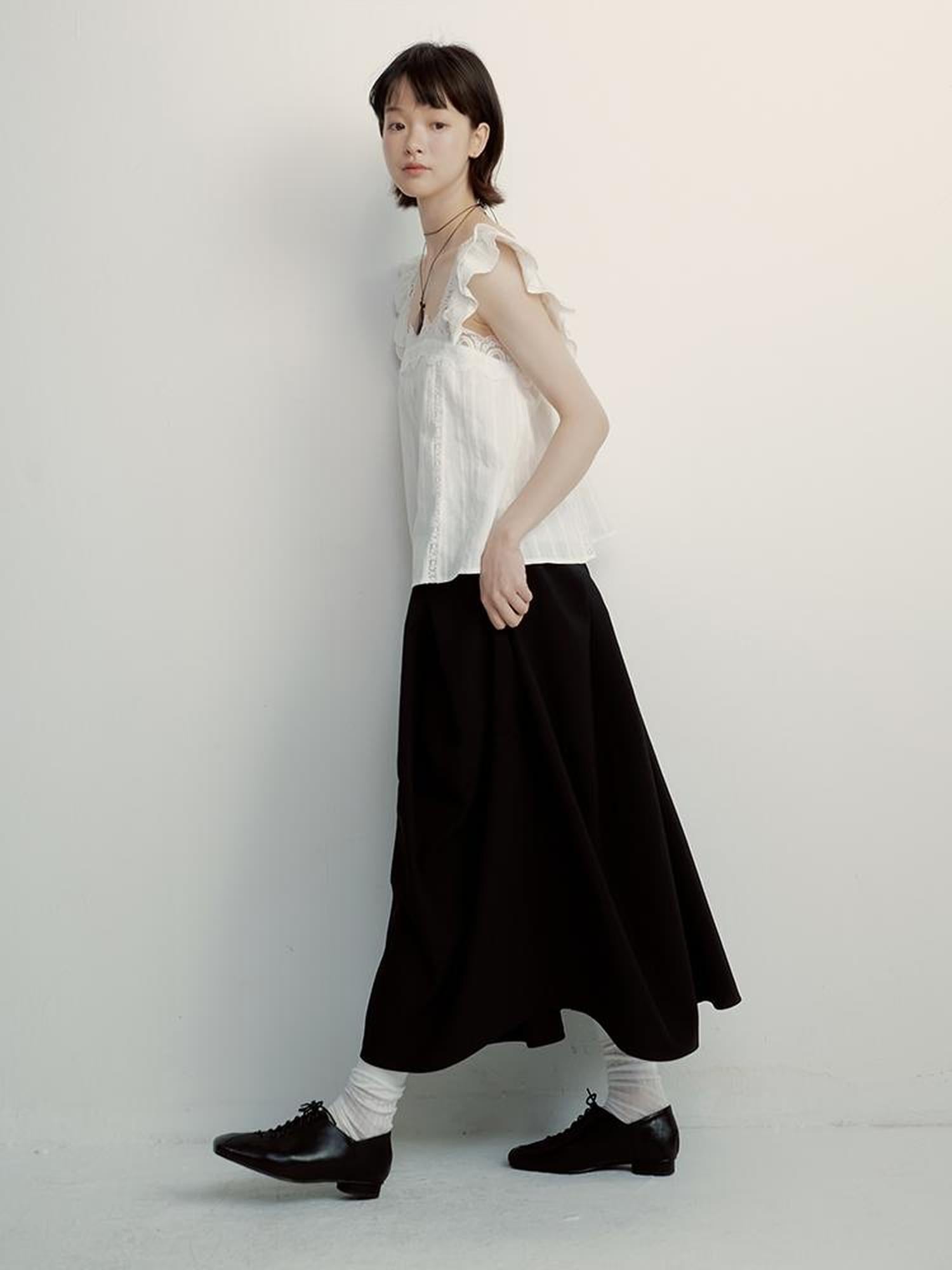 FUSSED White Lace Trimmed Peplum Top With Floral Embroidery