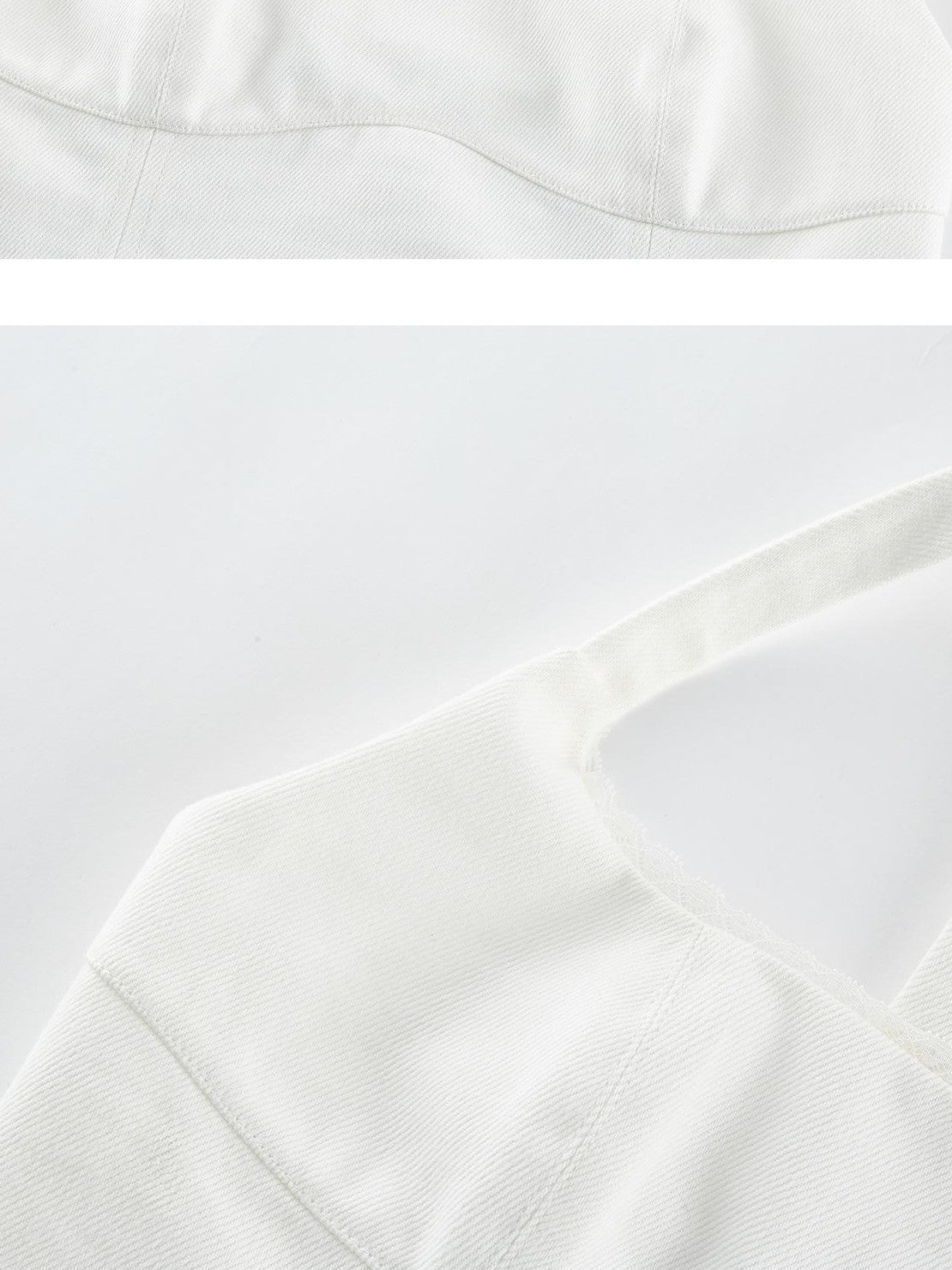 FUSSED White Lace Up U Neck Slim Fit Cotton Denim Women&