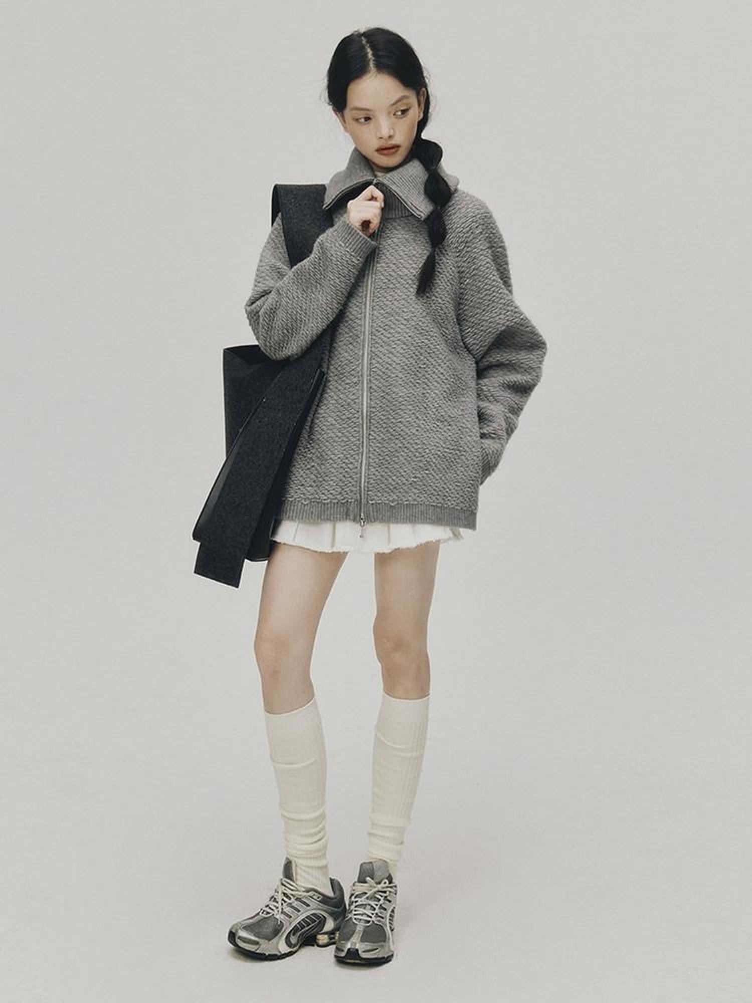 FUSSED White Raw Hem Pleated A Line Topstitch Women&