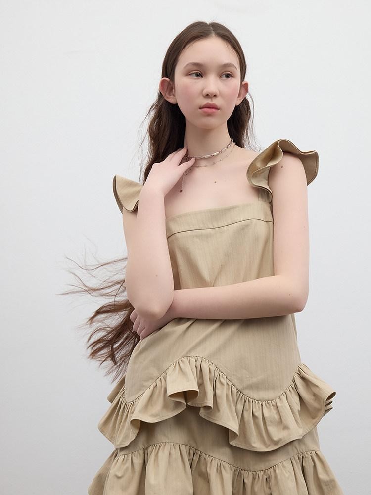 FUSSED Woodtone Ripple 3d Ruffle Women&