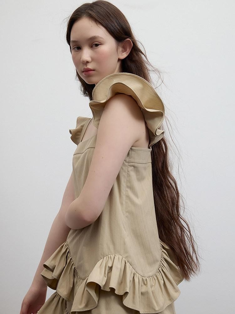 FUSSED Woodtone Ripple 3d Ruffle Women&