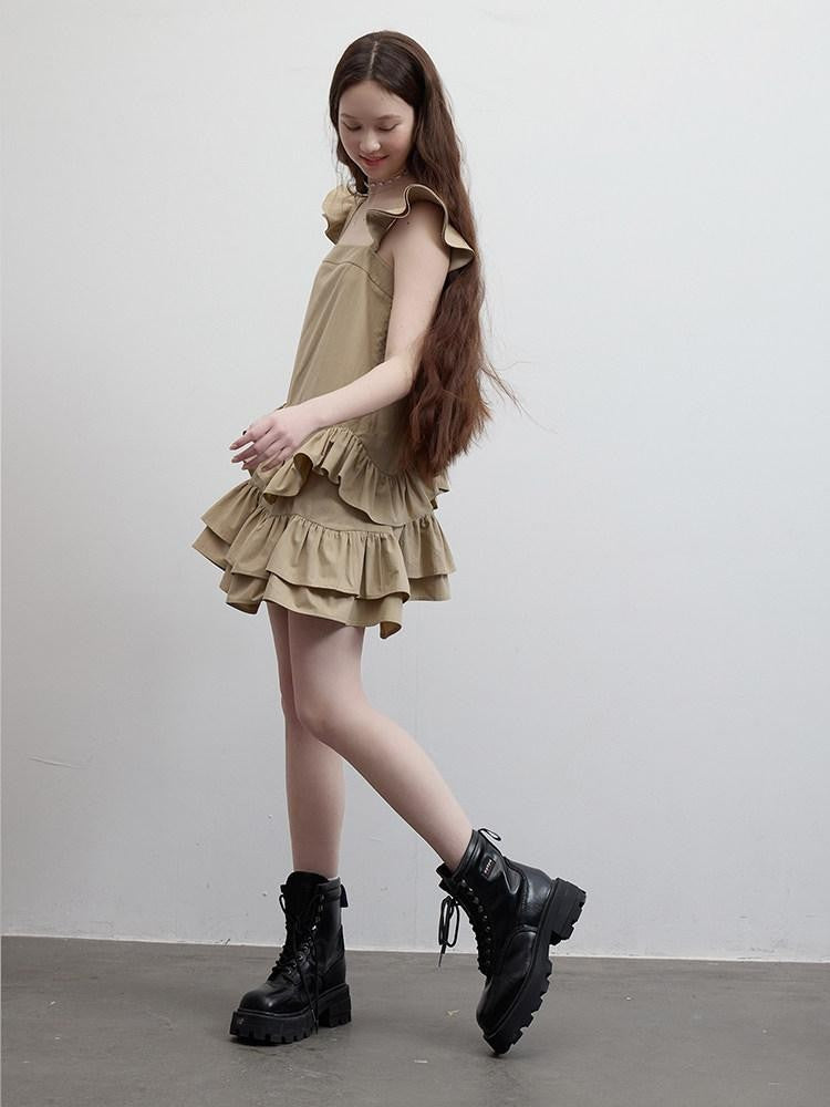 FUSSED Woodtone Ripple 3d Ruffle Women&