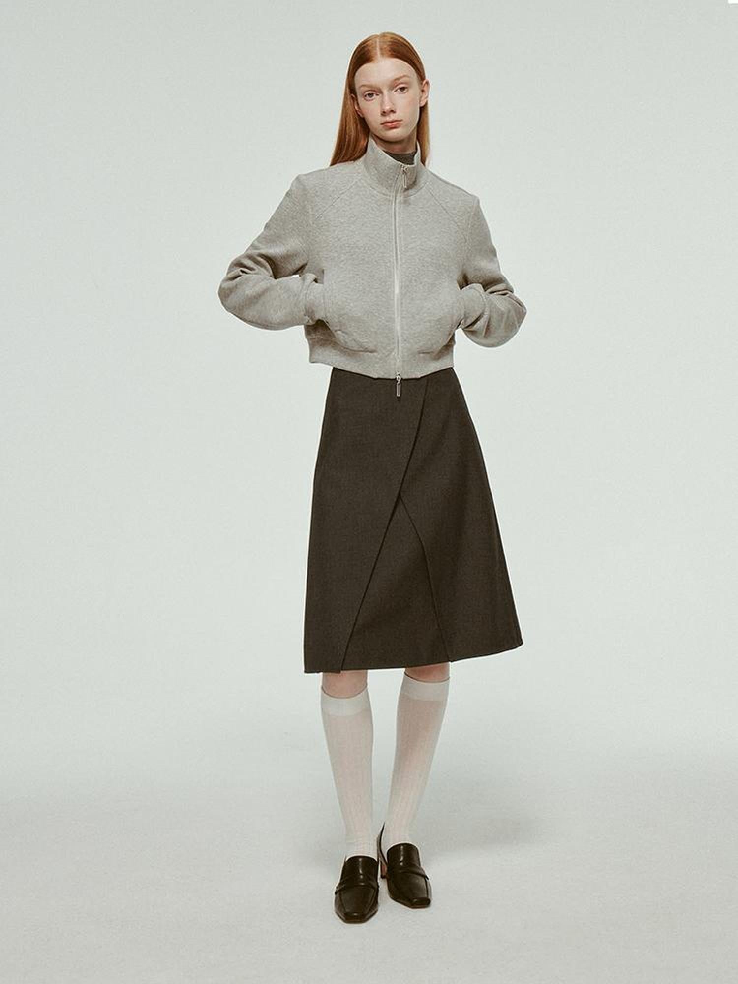 FUSSED Wool Blend A Line Skirt with Layered Design
