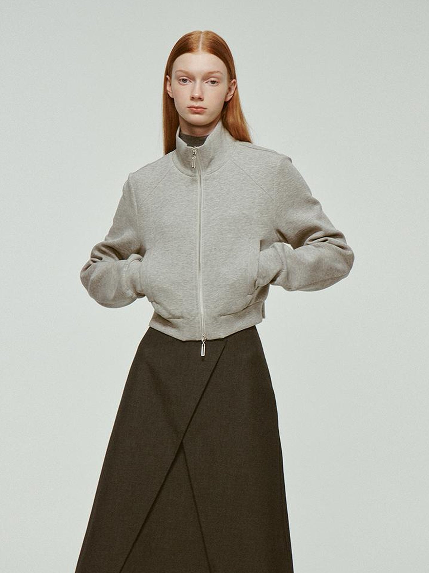 FUSSED Wool Blend A Line Skirt with Layered Design