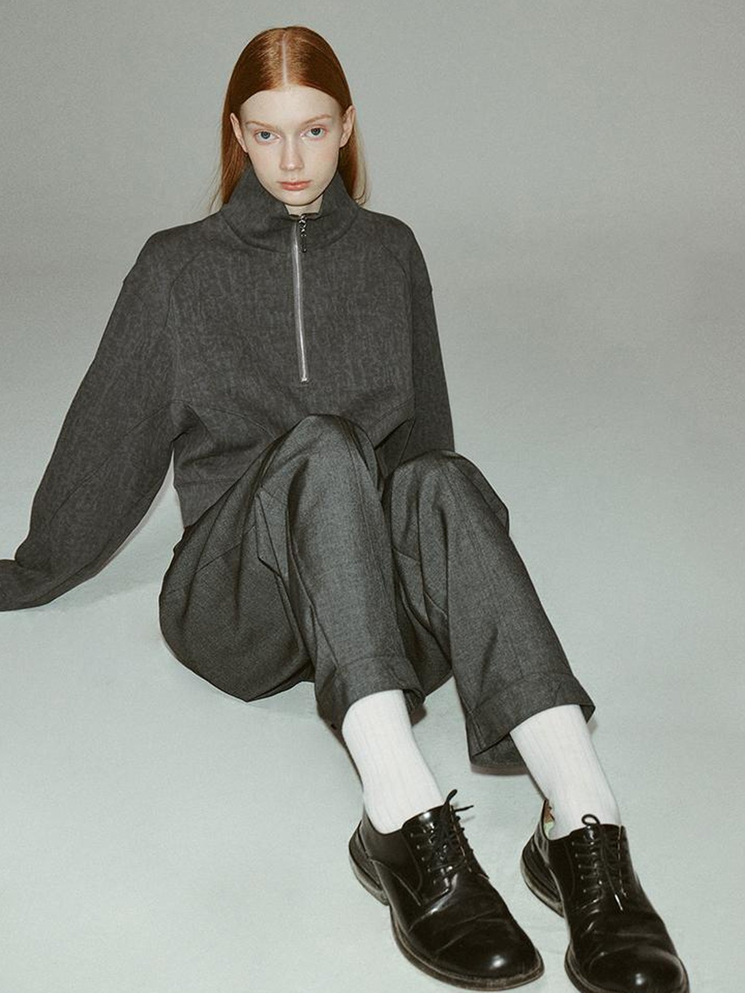 FUSSED Wool Blend A Line Skirt with Layered Design