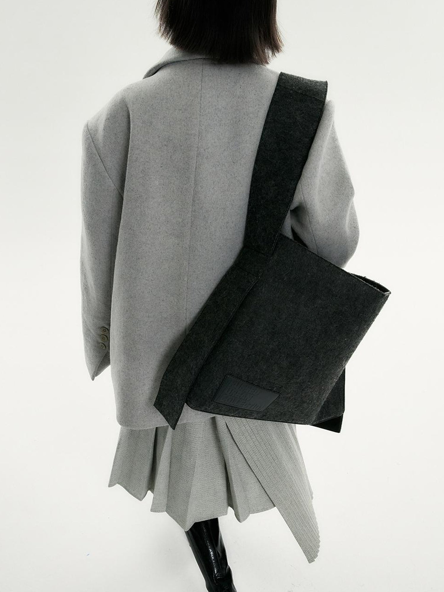 FUSSED Wool Blend Knit Insert Blazer With Detachable Shoulder Pads