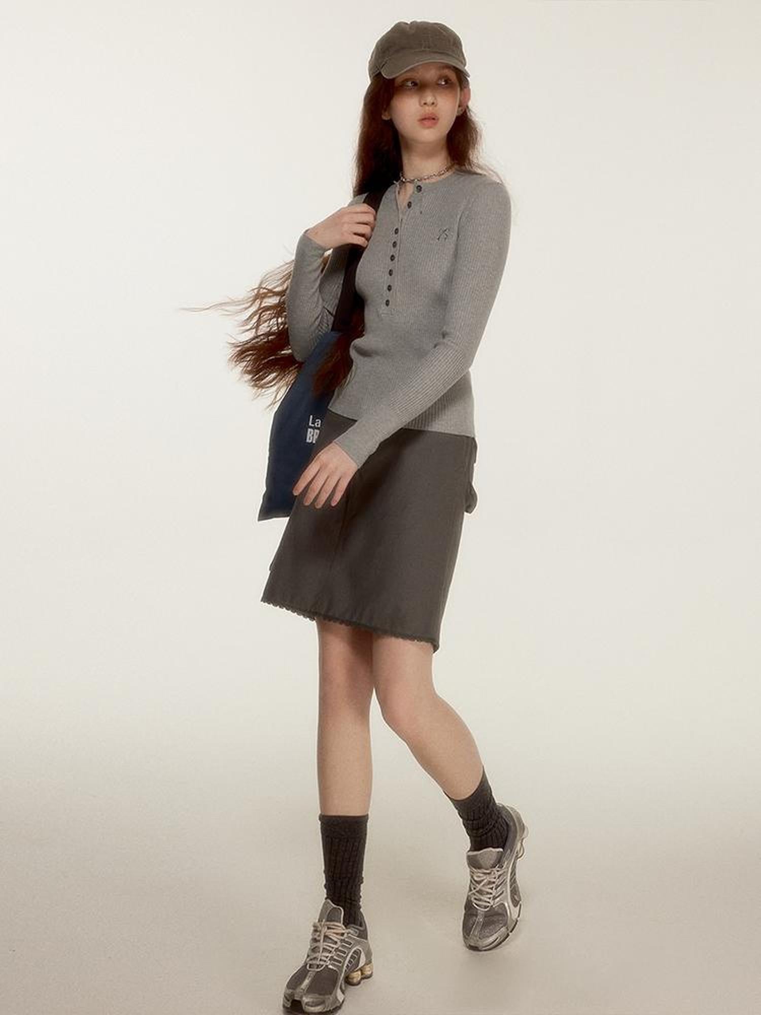 FUSSED Wool Crewneck Knit Top With Bow Embroidery