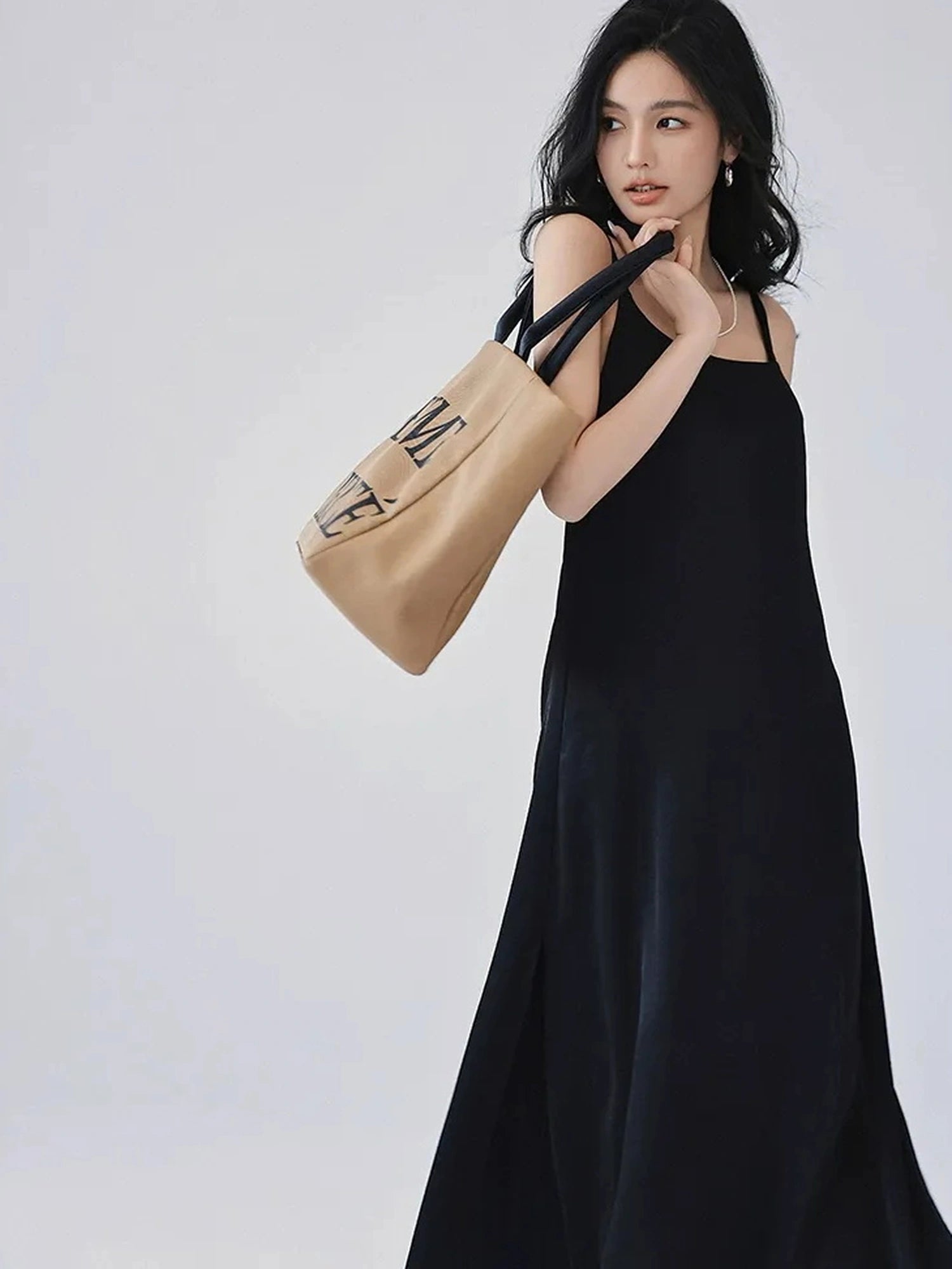 FU FRESH UP Acetate Satin Slip Maxi Dress With High Slit