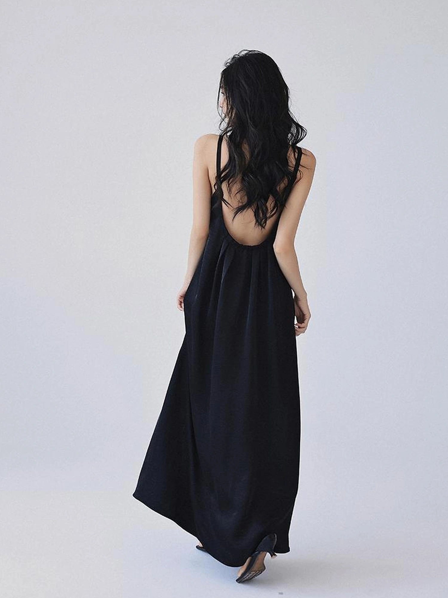 FU FRESH UP Acetate Satin Slip Maxi Dress With High Slit