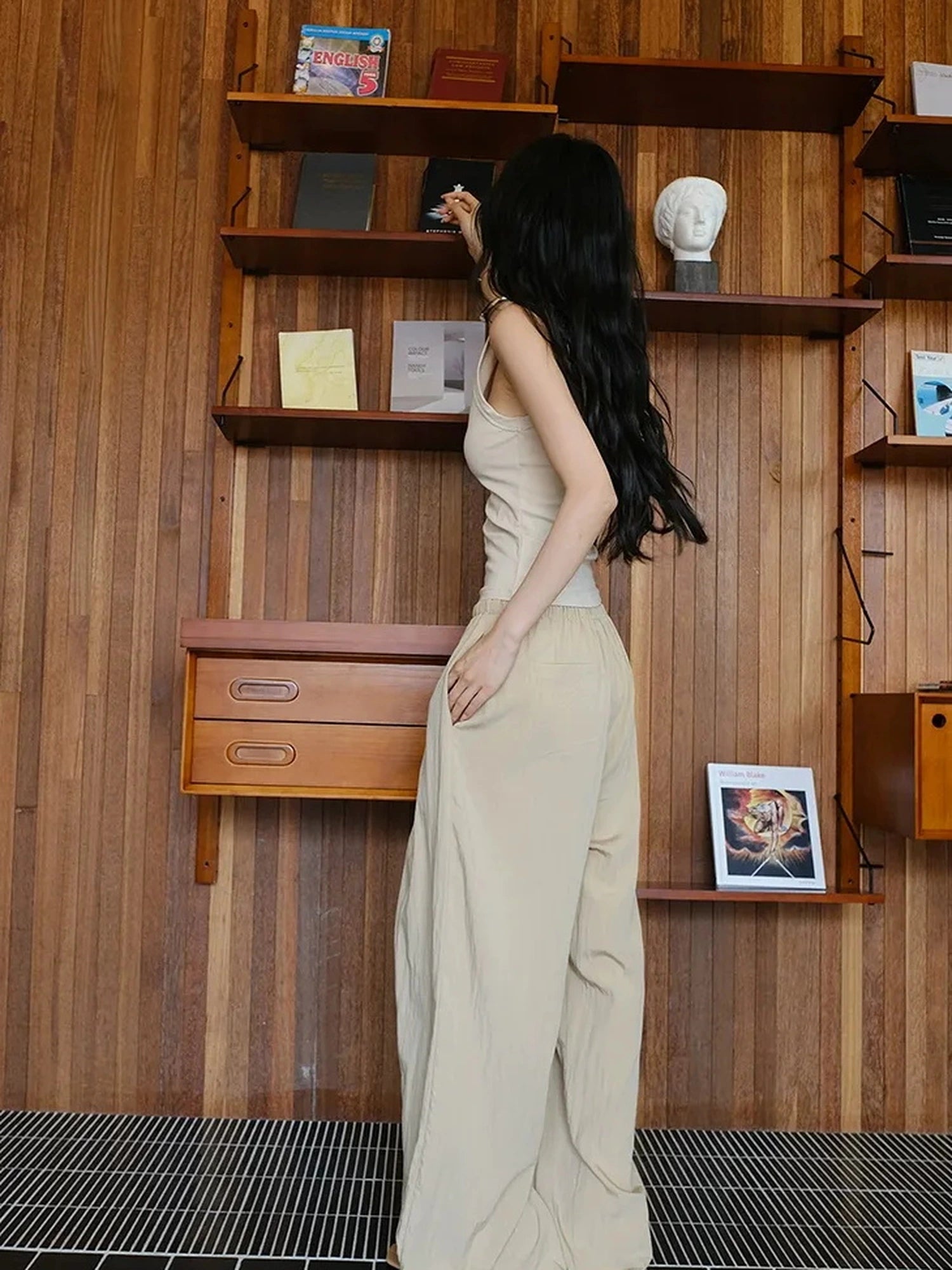 FU FRESH UP Airy Pleated Drawstring Wide Leg Pants