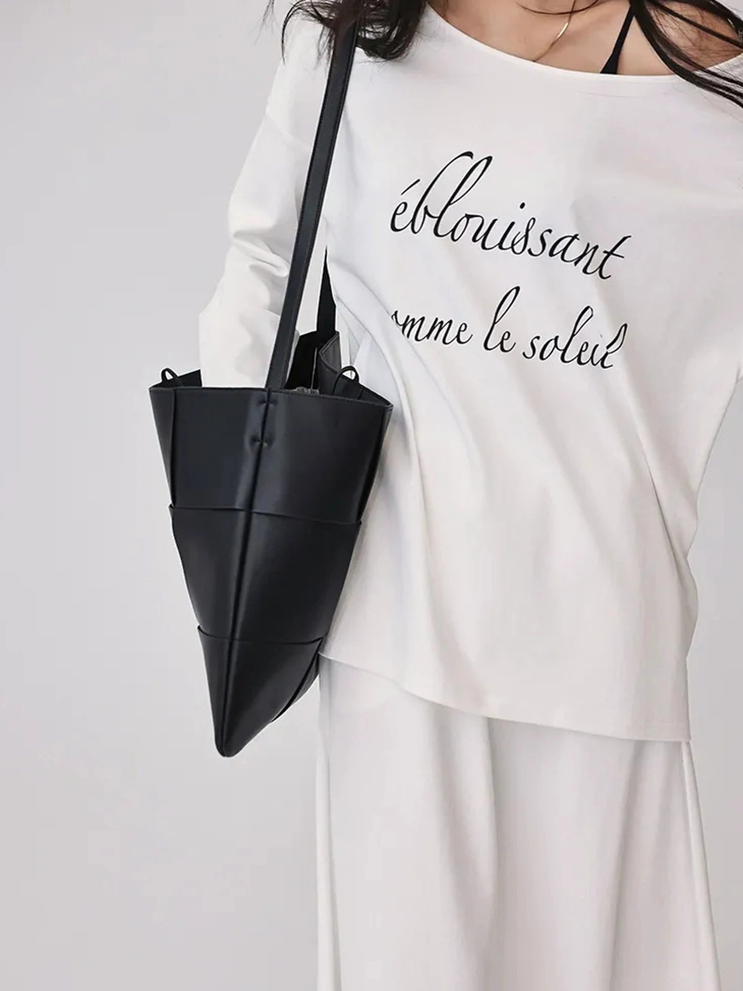 FU FRESH UP Asymmetric Shoulder Letter Print T-shirt Dress Set