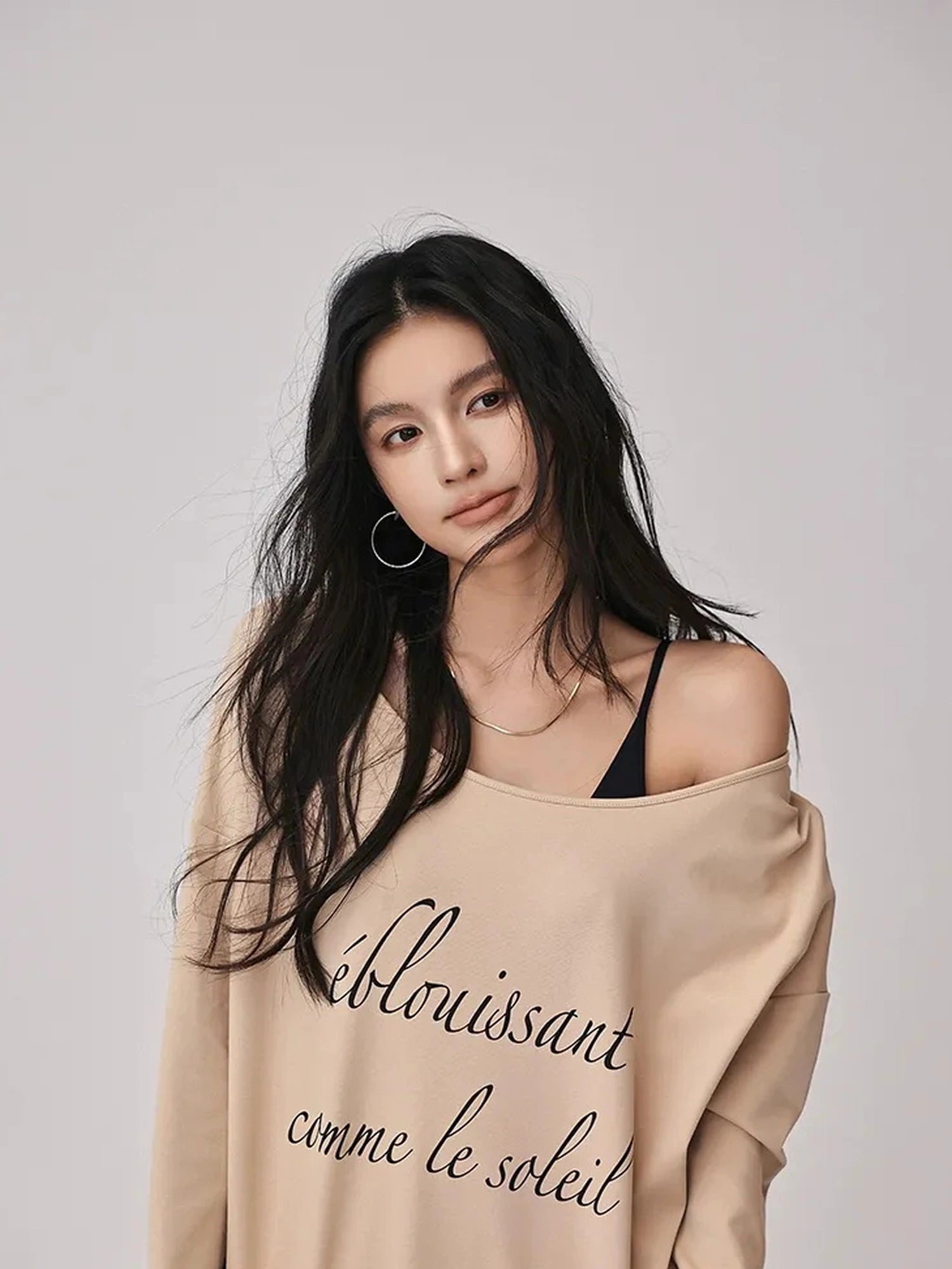 FU FRESH UP Asymmetric Shoulder Letter Print T-shirt Dress Set