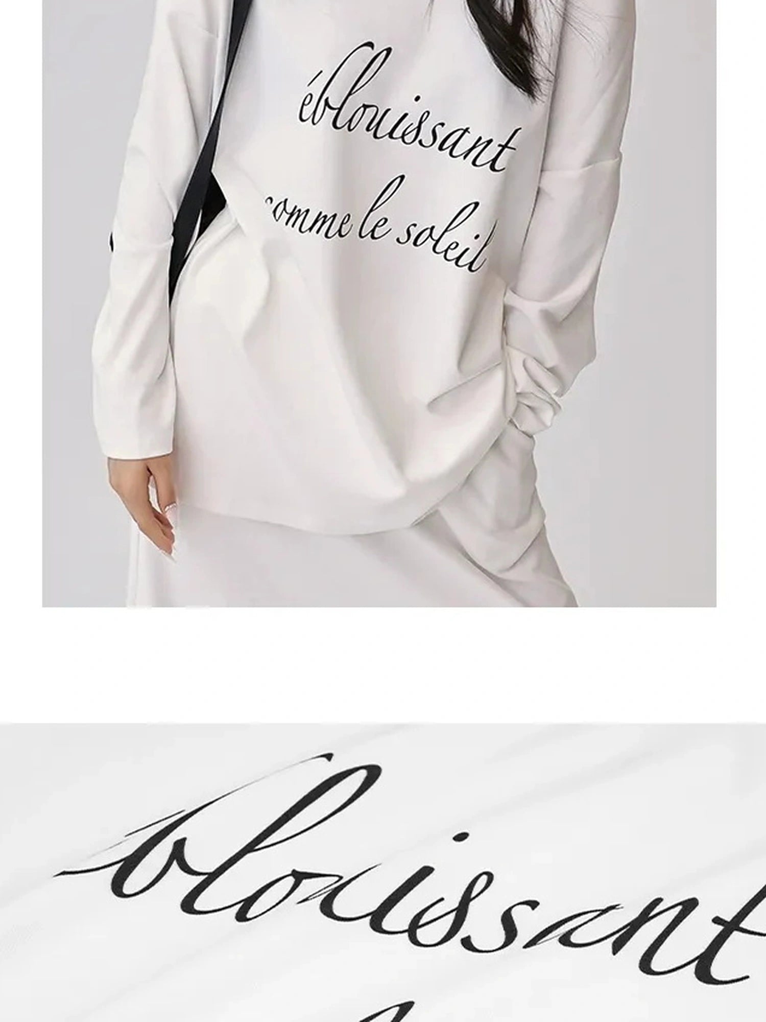 FU FRESH UP Asymmetric Shoulder Letter Print T-shirt Dress Set