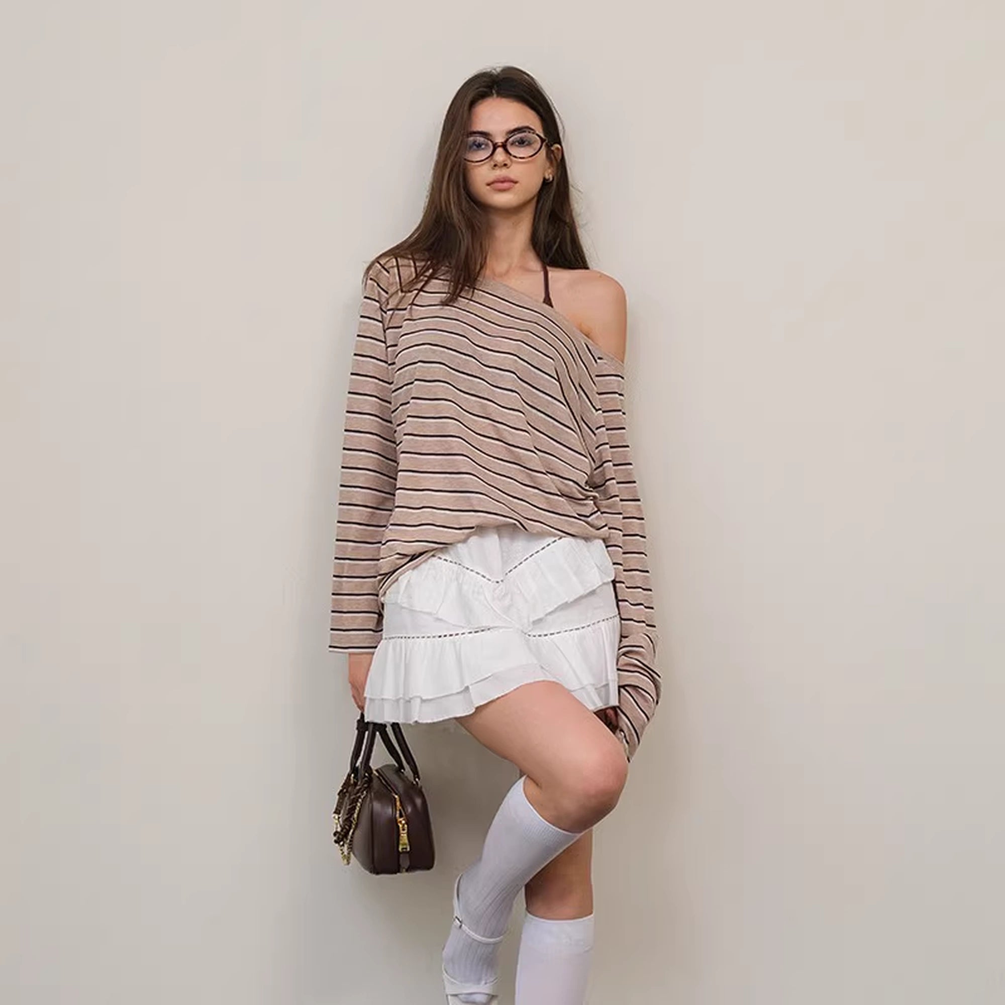FU_FRESH_UP_Asymmetric_Shoulder_Rayon_Striped_Tee_MISSTT