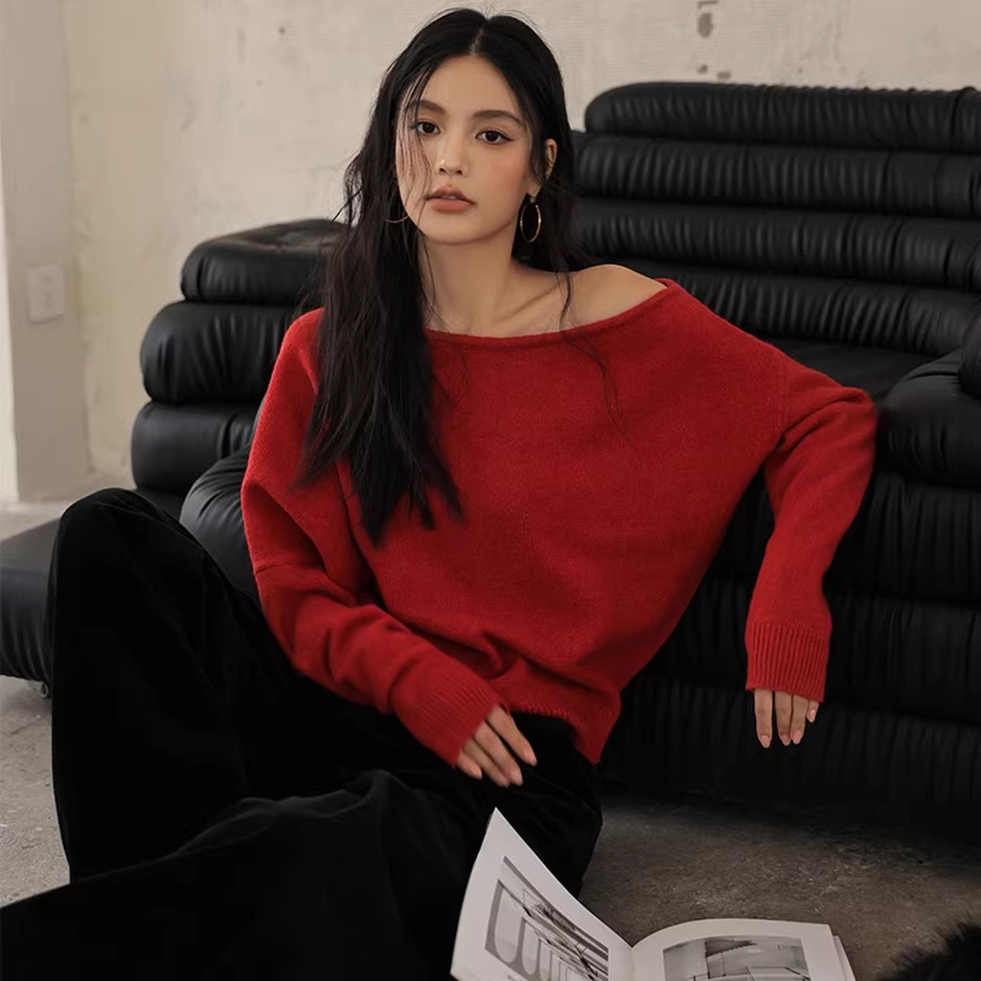 FU_FRESH_UP_Asymmetric_Wool_Off_Shoulder_Sweater_MISSTT