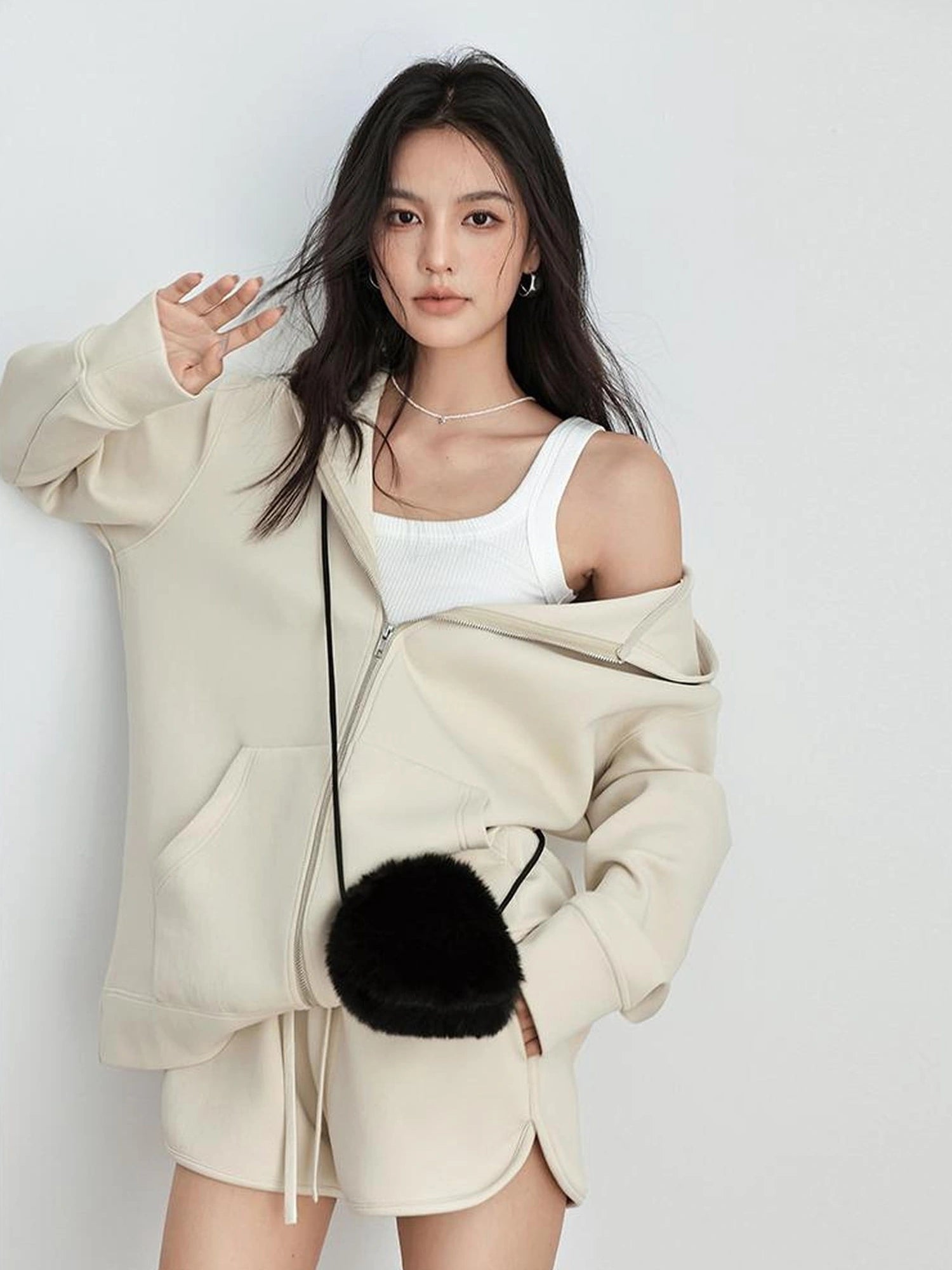 FU FRESH UP Athflow Hoodie Set With High Waist Shorts