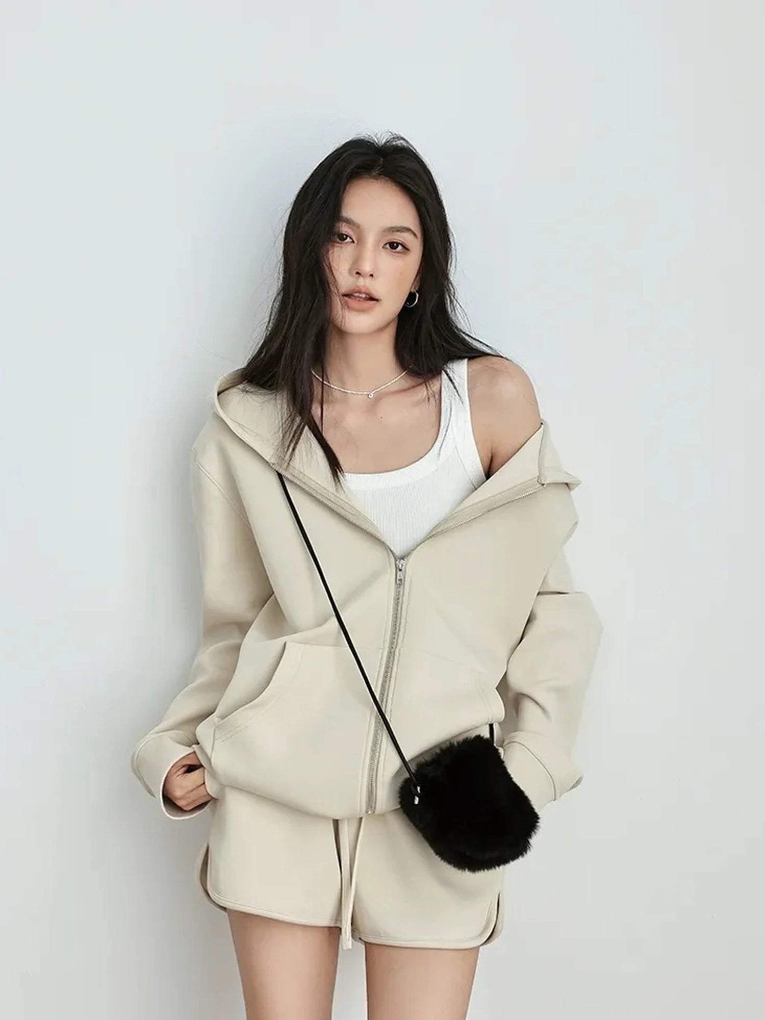 FU FRESH UP Athflow Hoodie Set With High Waist Shorts