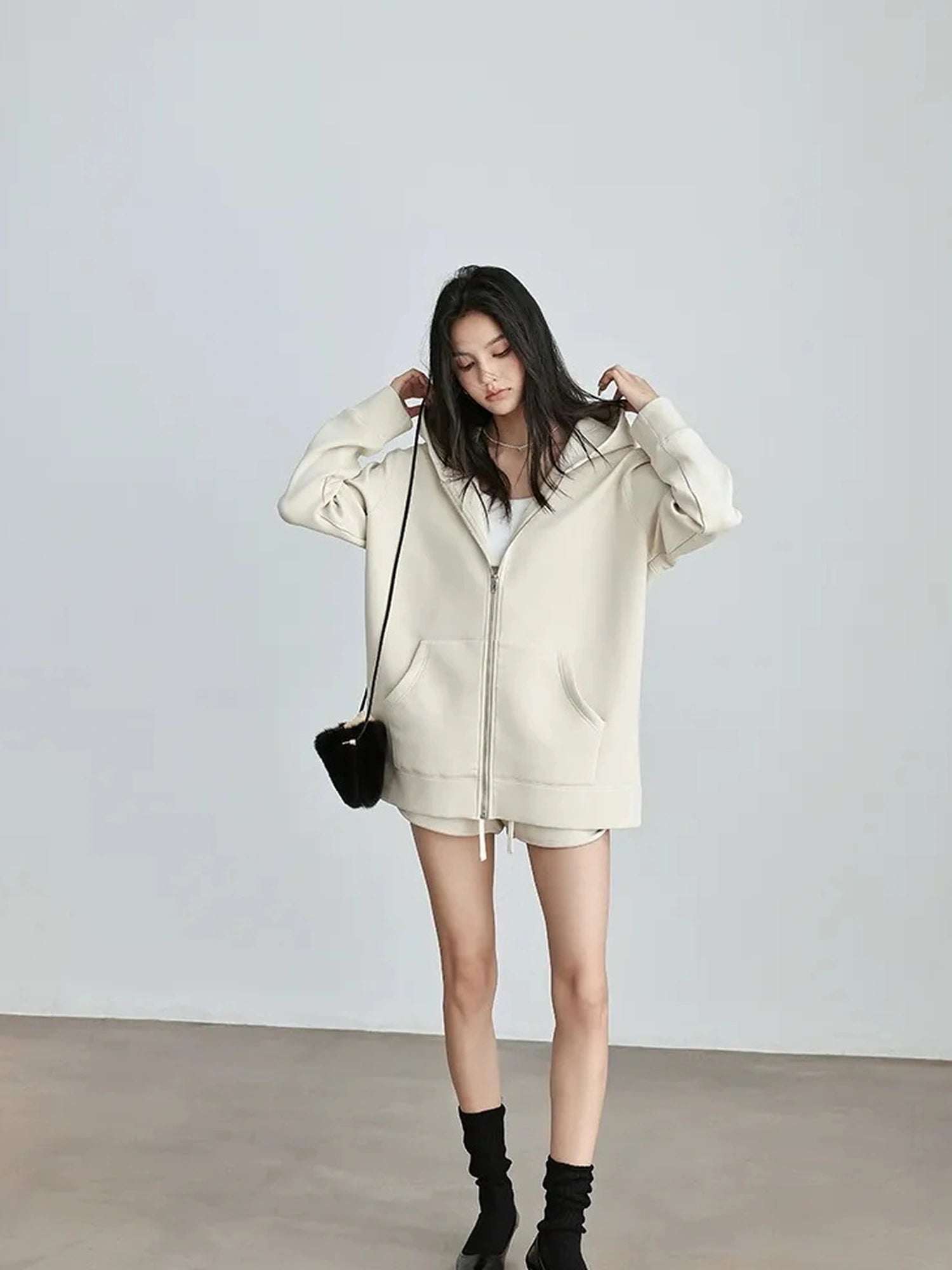 FU FRESH UP Athflow Hoodie Set With High Waist Shorts