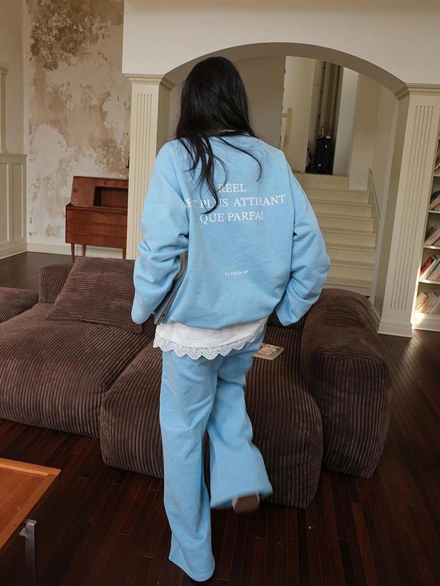 FU FRESH UP Athflow Letter Print Hoodie Set