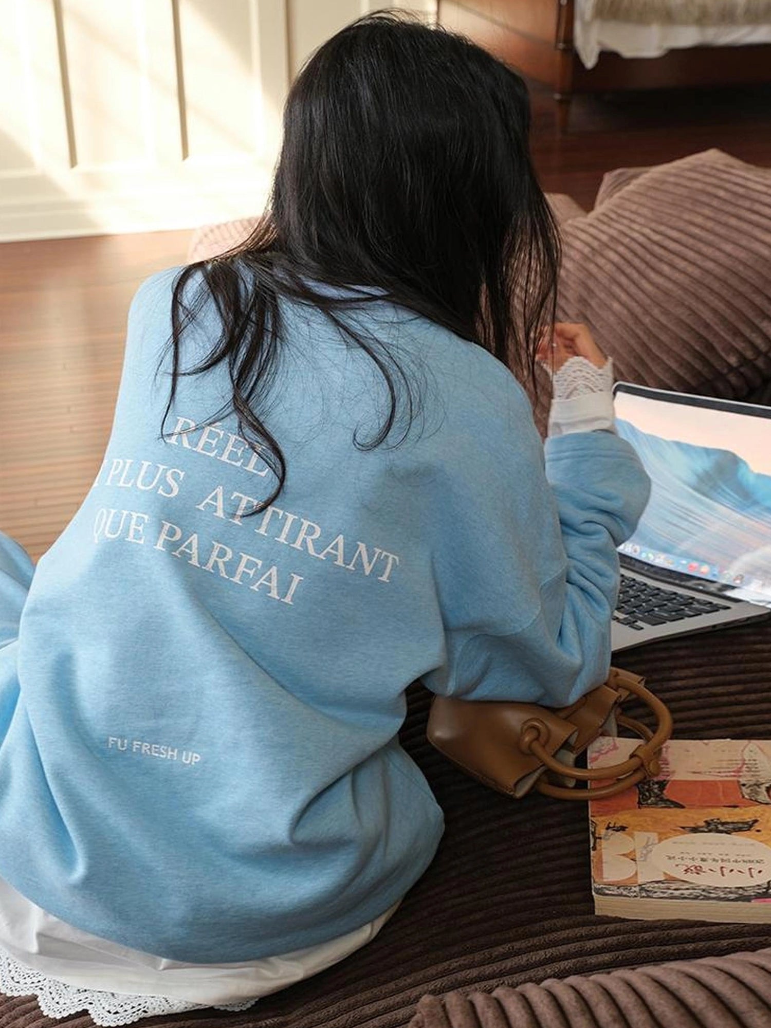 FU FRESH UP Athflow Letter Print Hoodie Set