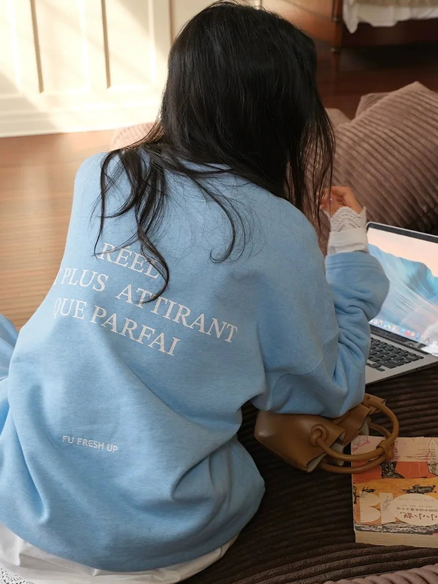 FU FRESH UP Athflow Letter Print Hoodie Set