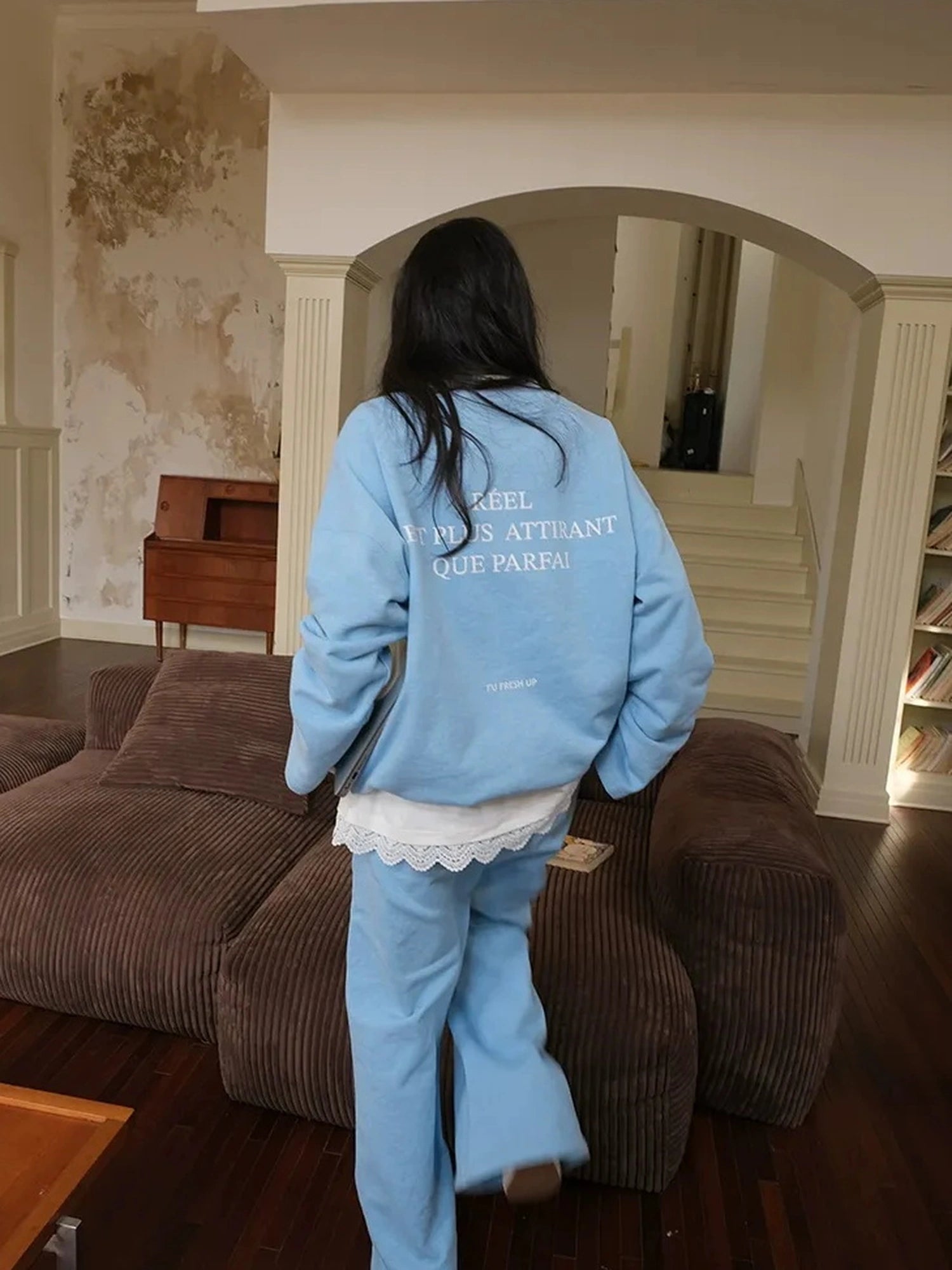 FU FRESH UP Athflow Letter Print Hoodie Set