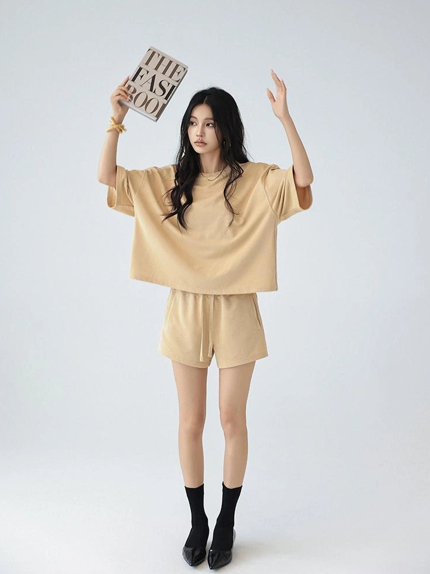 FU FRESH UP Athflow Relaxed Cotton T-shirt And Shorts Set