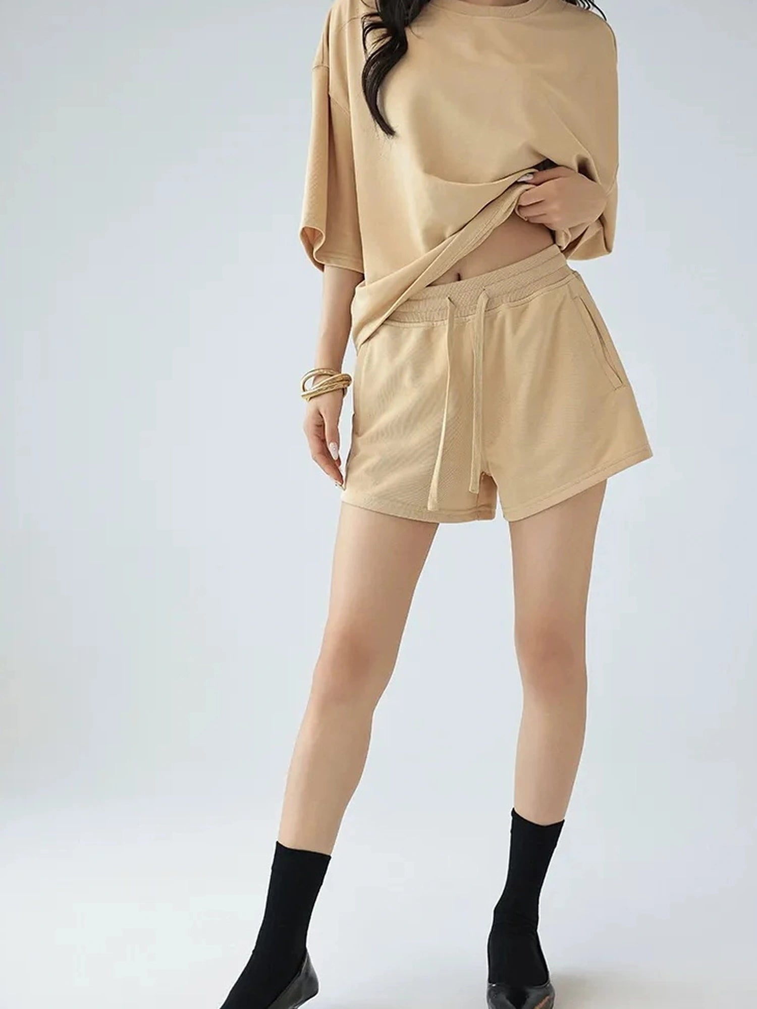FU FRESH UP Athflow Relaxed Cotton T-shirt And Shorts Set