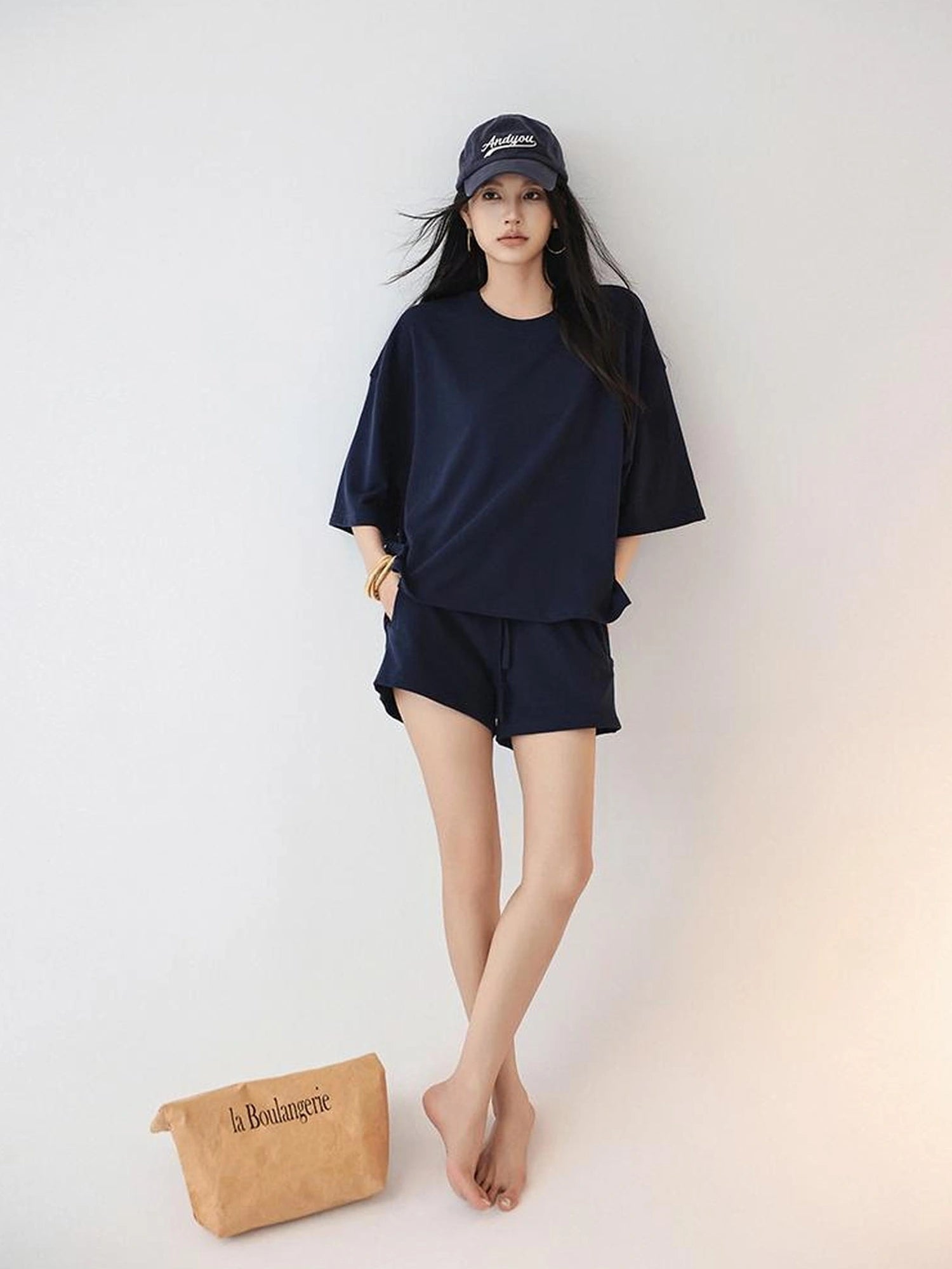 FU FRESH UP Athflow Relaxed Cotton T-shirt And Shorts Set