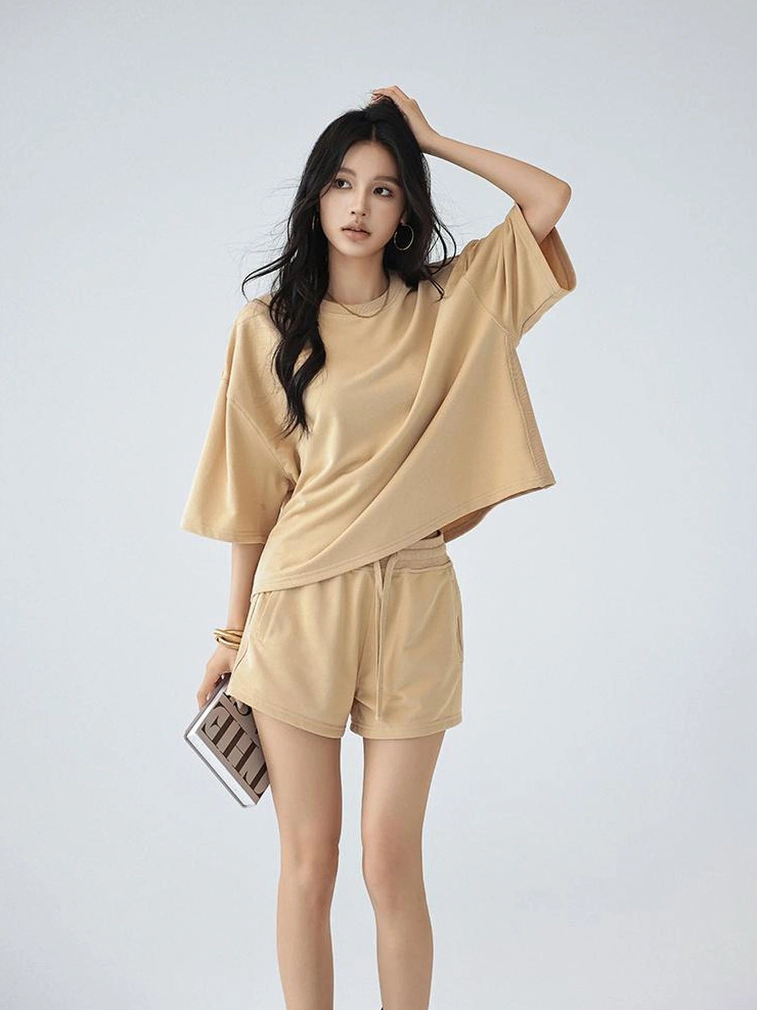 FU FRESH UP Athflow Relaxed Cotton T-shirt And Shorts Set