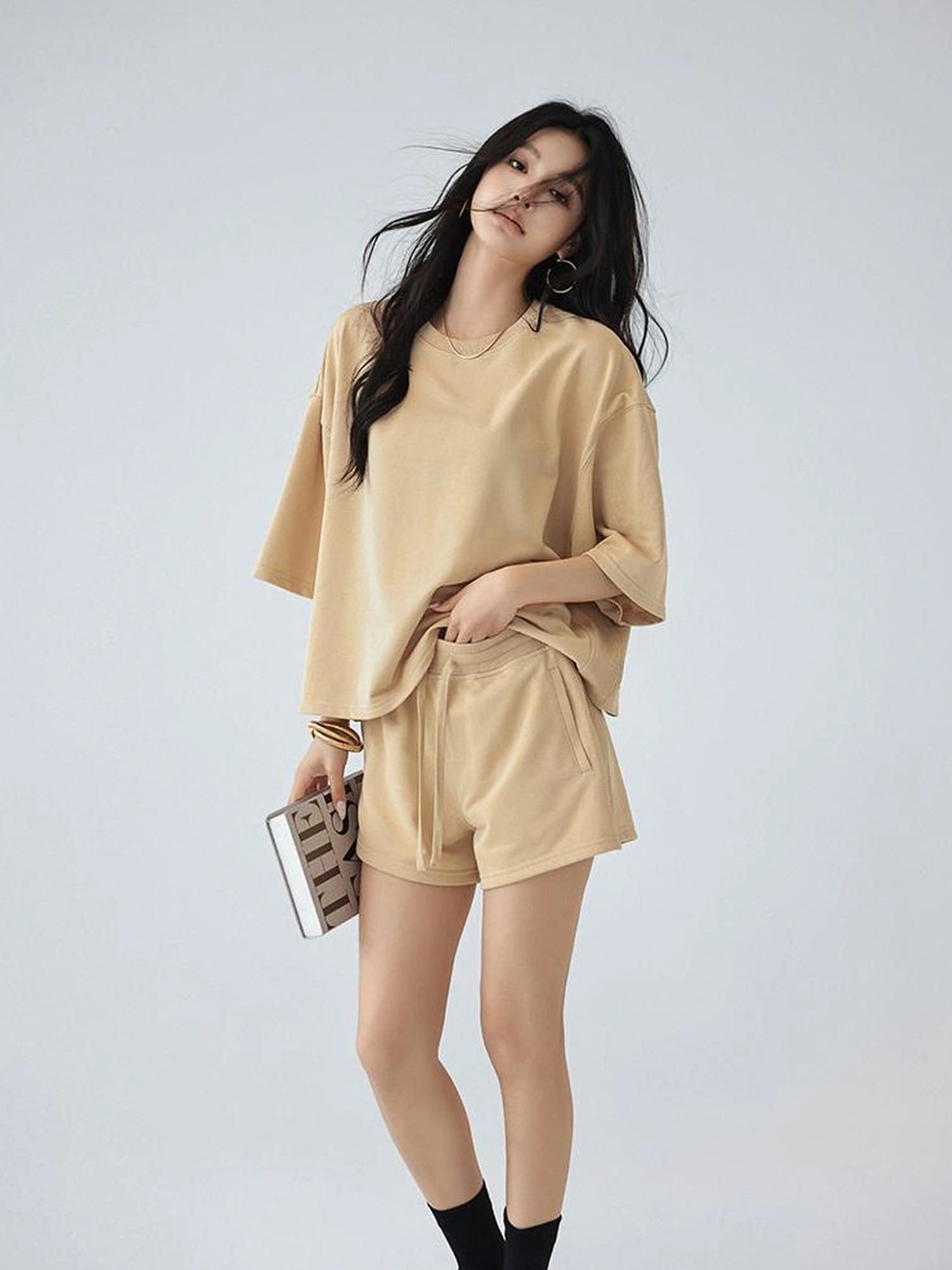 FU FRESH UP Athflow Relaxed Cotton T-shirt And Shorts Set