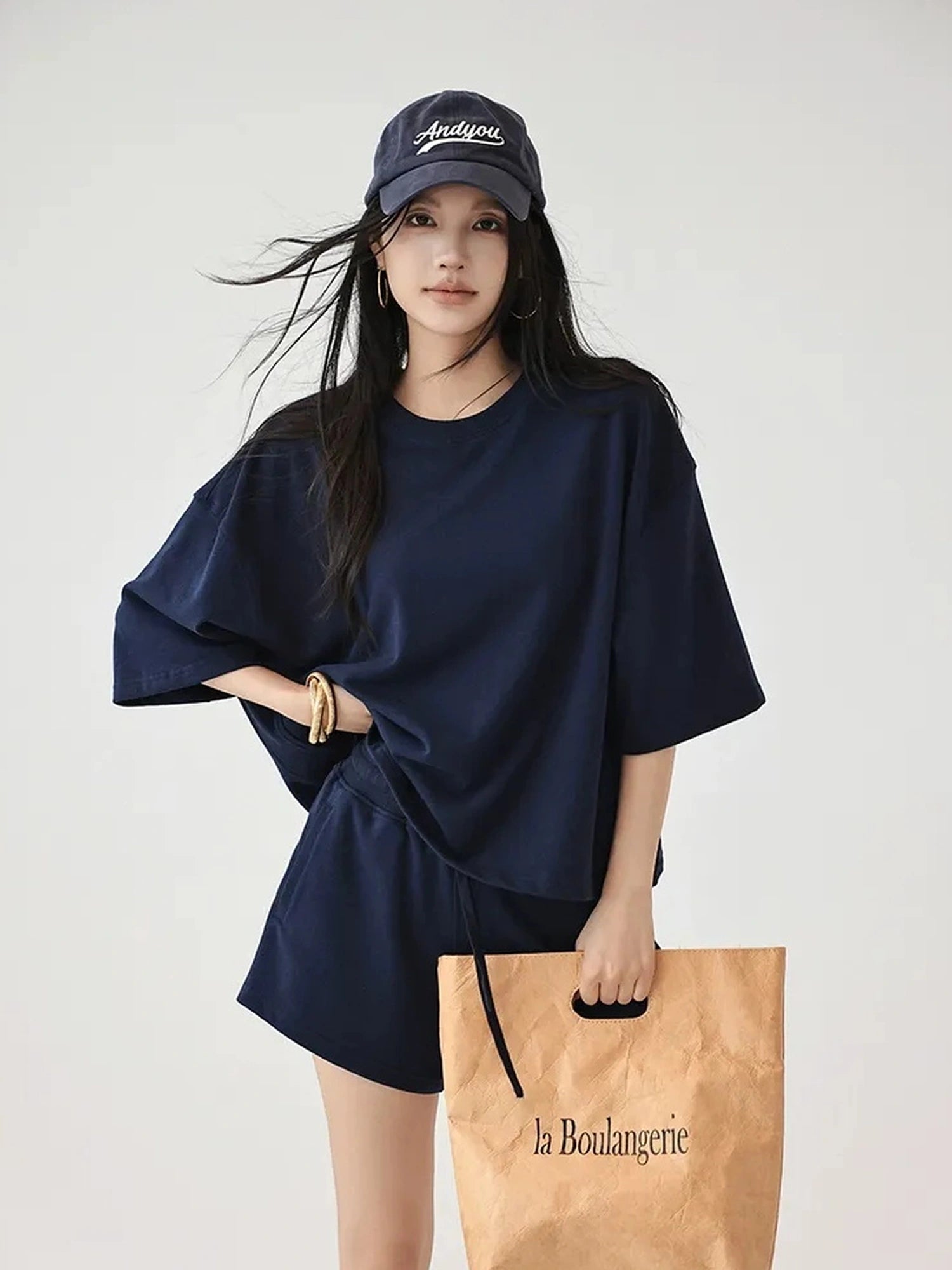 FU FRESH UP Athflow Relaxed Cotton T-shirt And Shorts Set