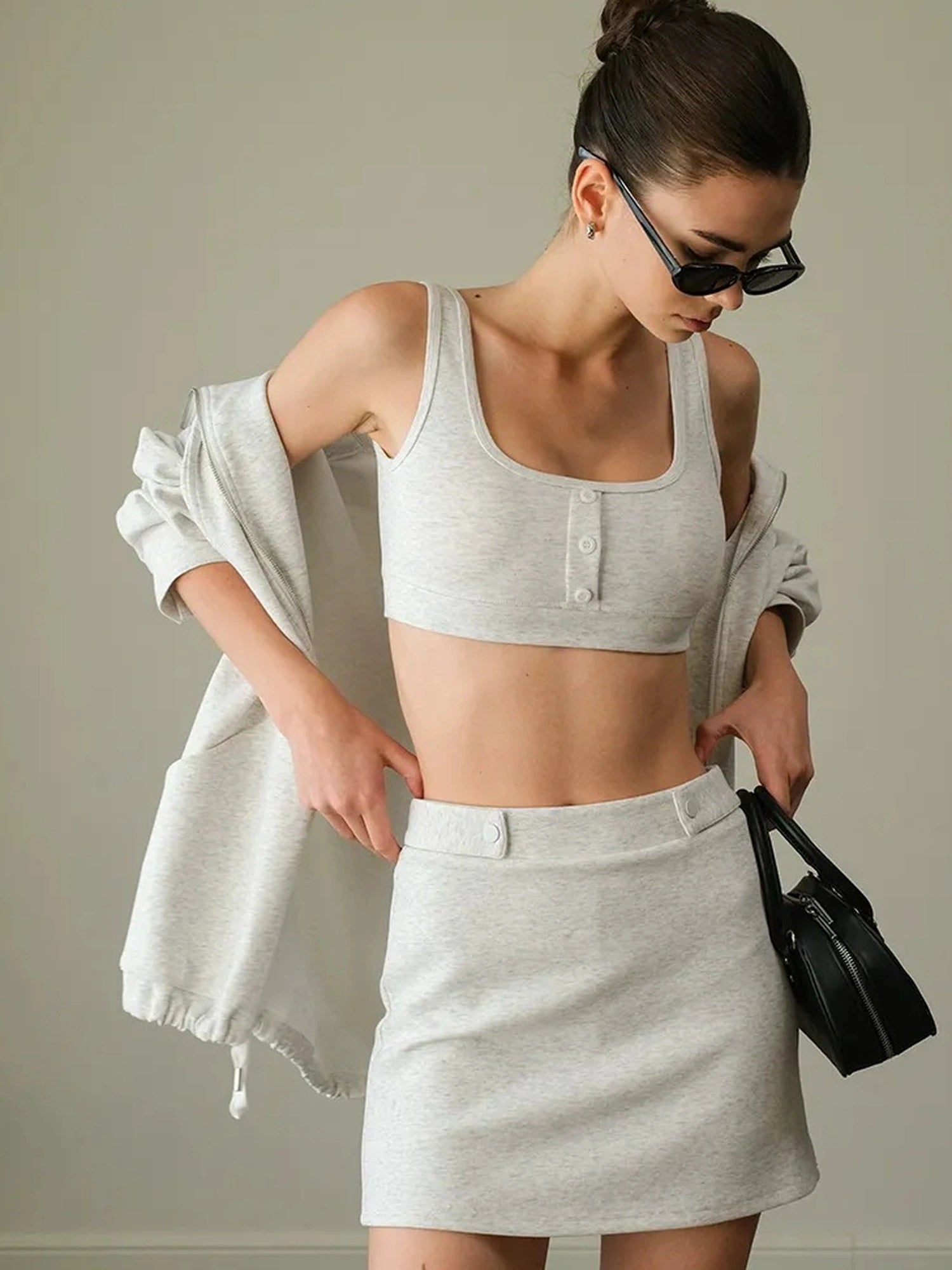 FU FRESH UP Athflow Tennis Inspired Hoodie Vest Skirt Set