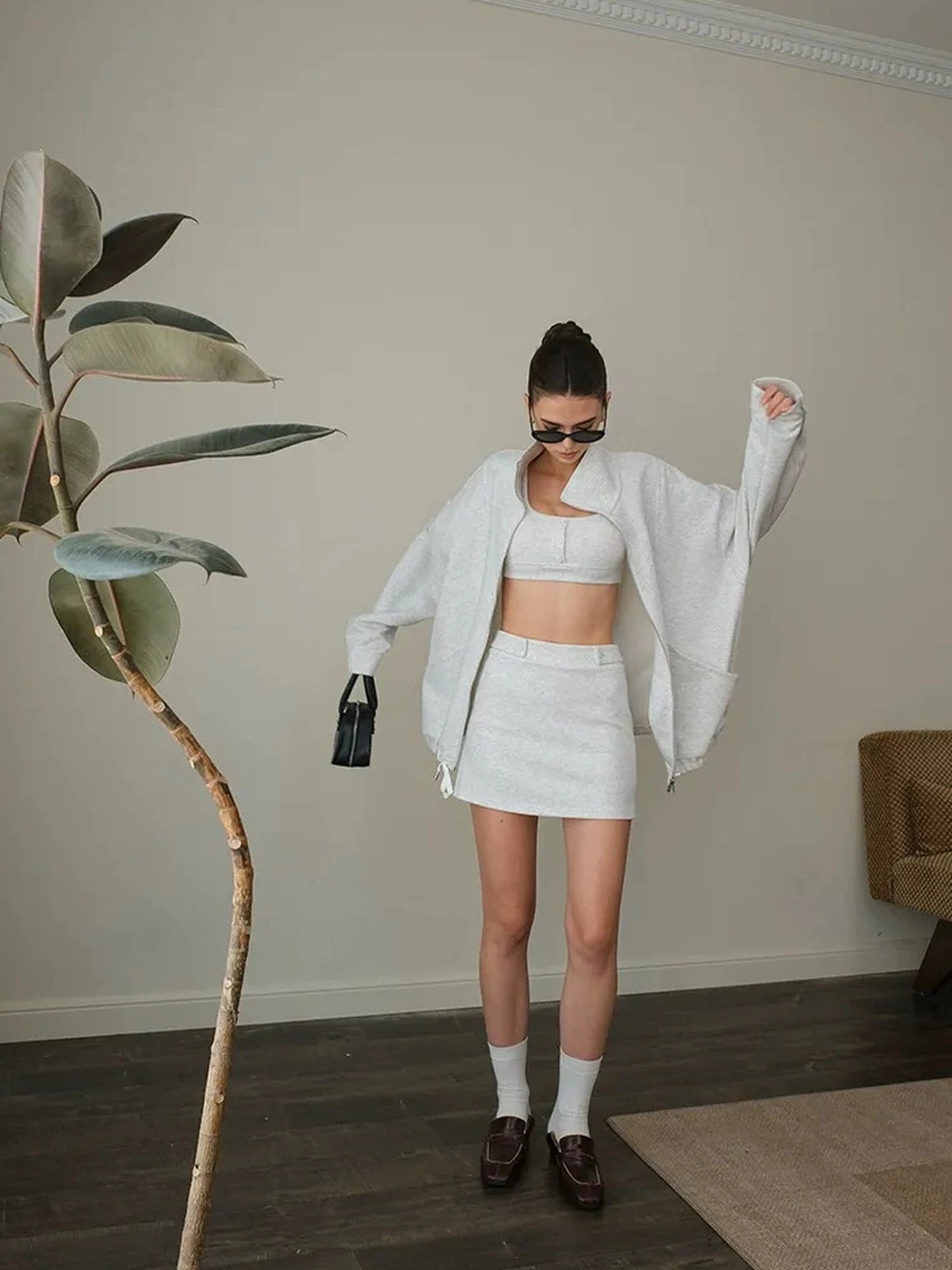 FU FRESH UP Athflow Tennis Inspired Hoodie Vest Skirt Set