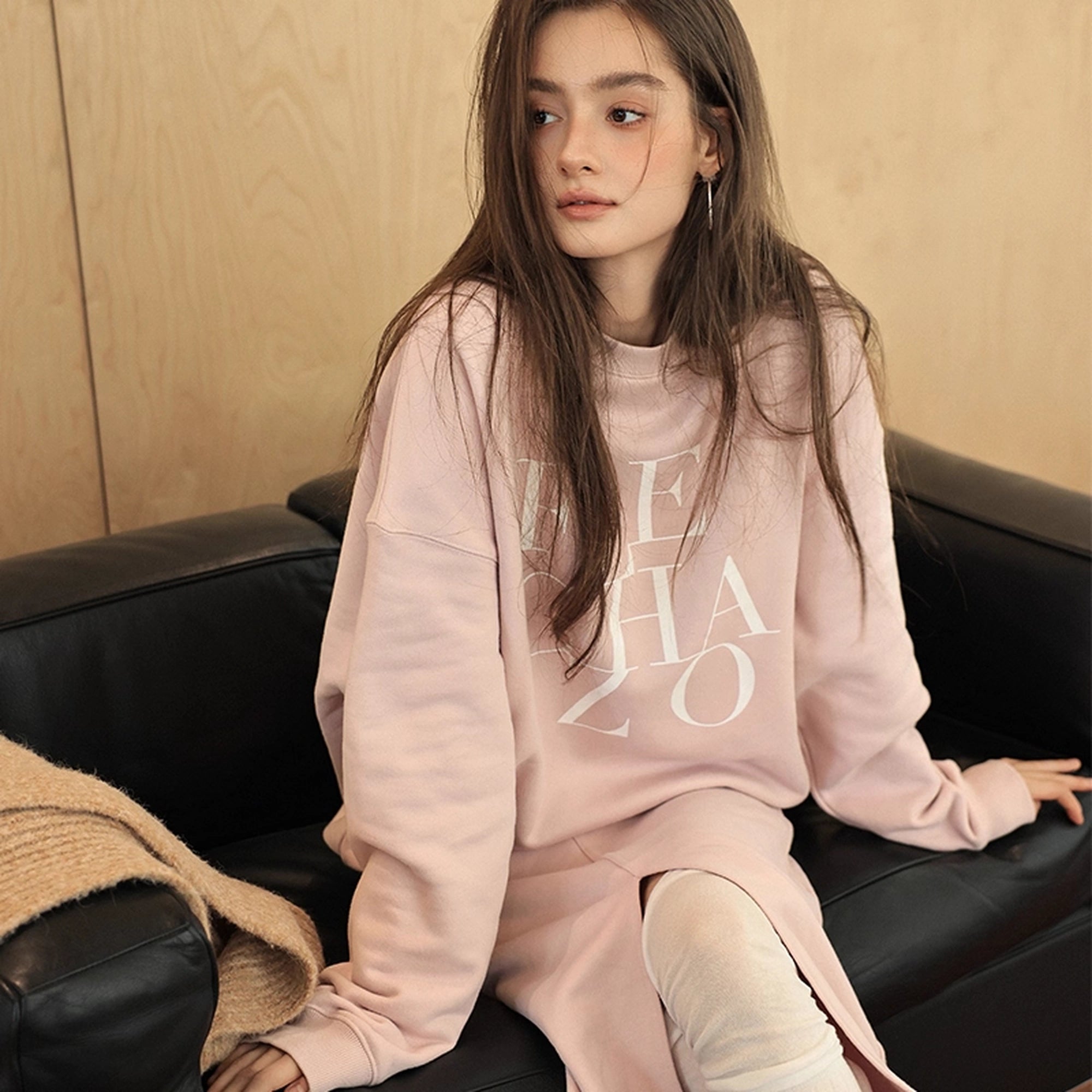 FU_FRESH_UP_Athleisure_Letter_Print_Hoodie_Set_With_Slit_Skirt_MISSTT