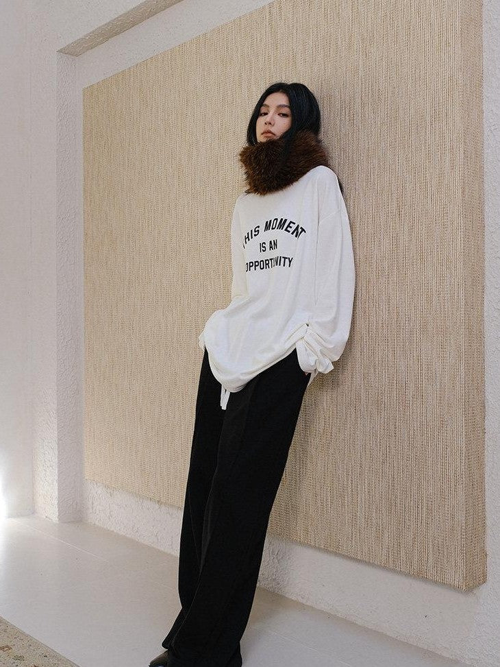 FU FRESH UP Brushed Fleece Letter Print Loose Women&