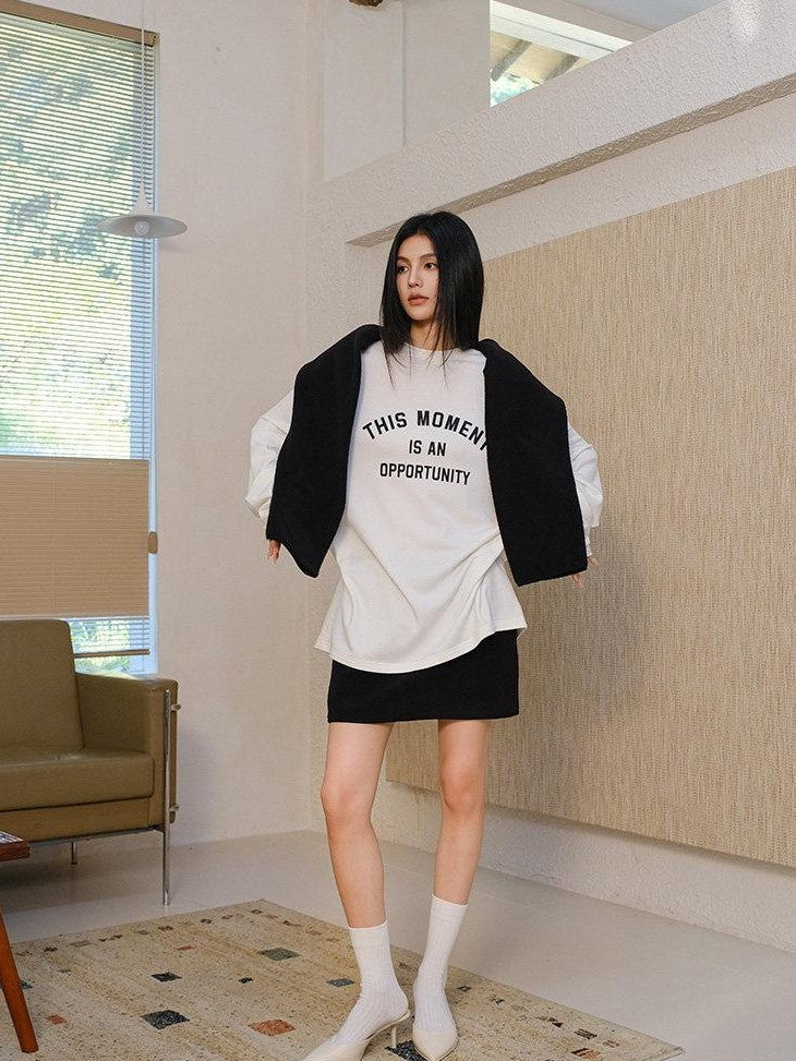 FU FRESH UP Brushed Fleece Letter Print Loose Women&