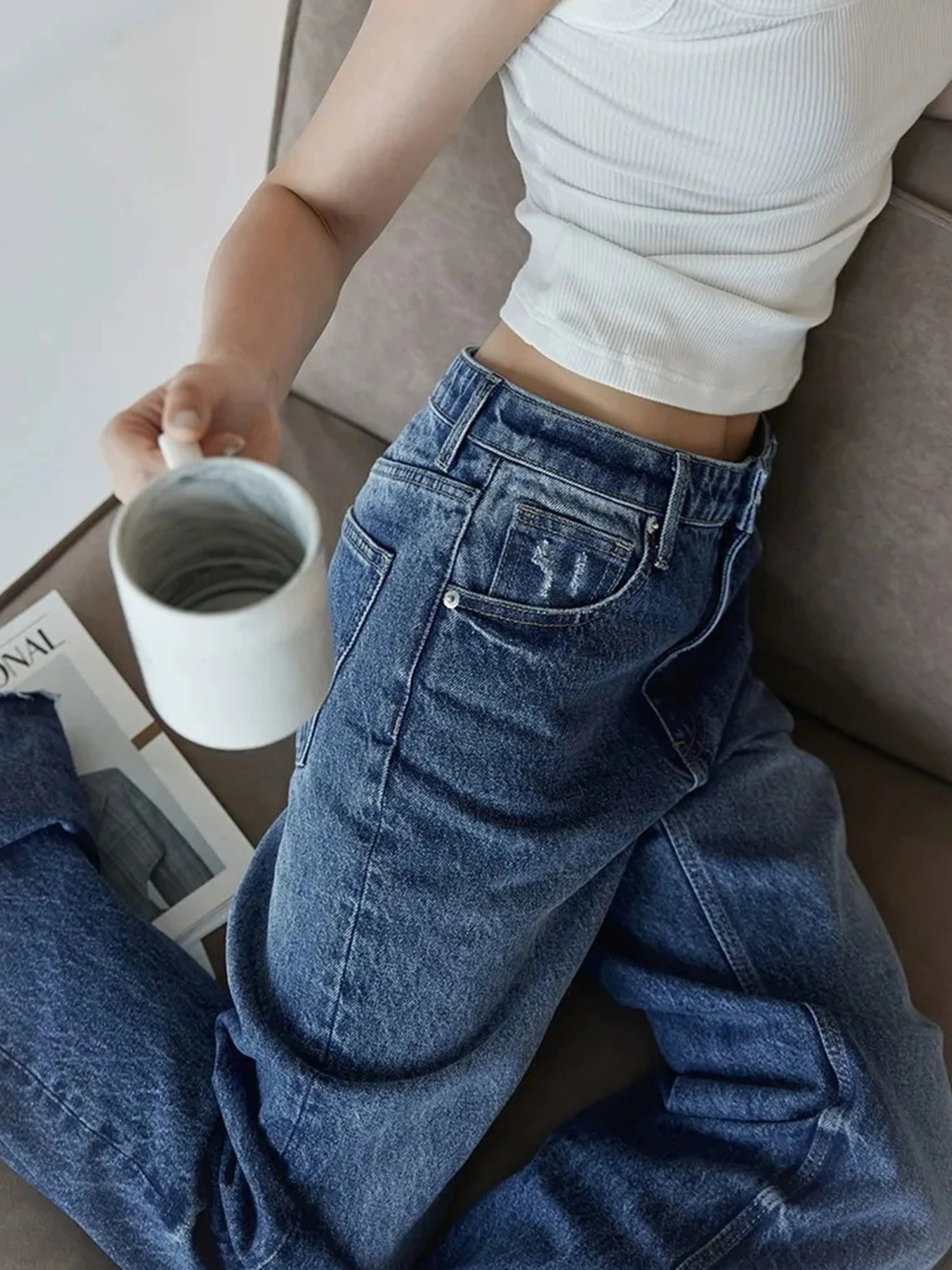 FU FRESH UP Classic Denim Straight Leg Jeans