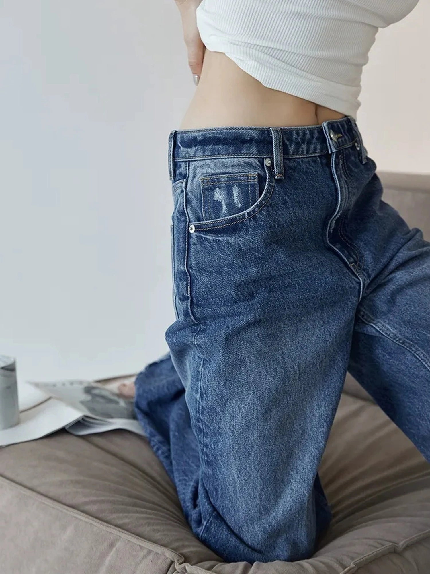 FU FRESH UP Classic Denim Straight Leg Jeans