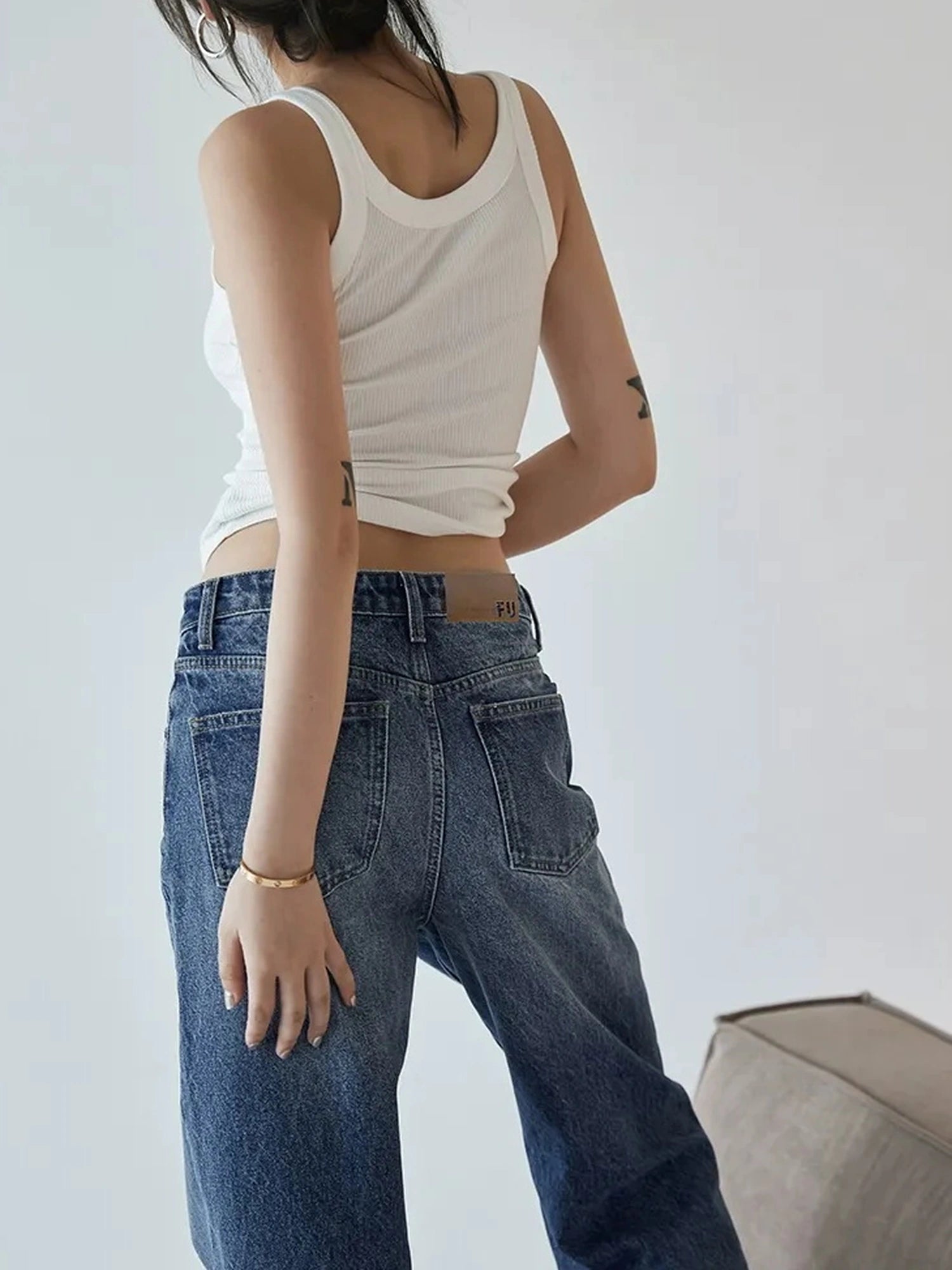 FU FRESH UP Classic Denim Straight Leg Jeans