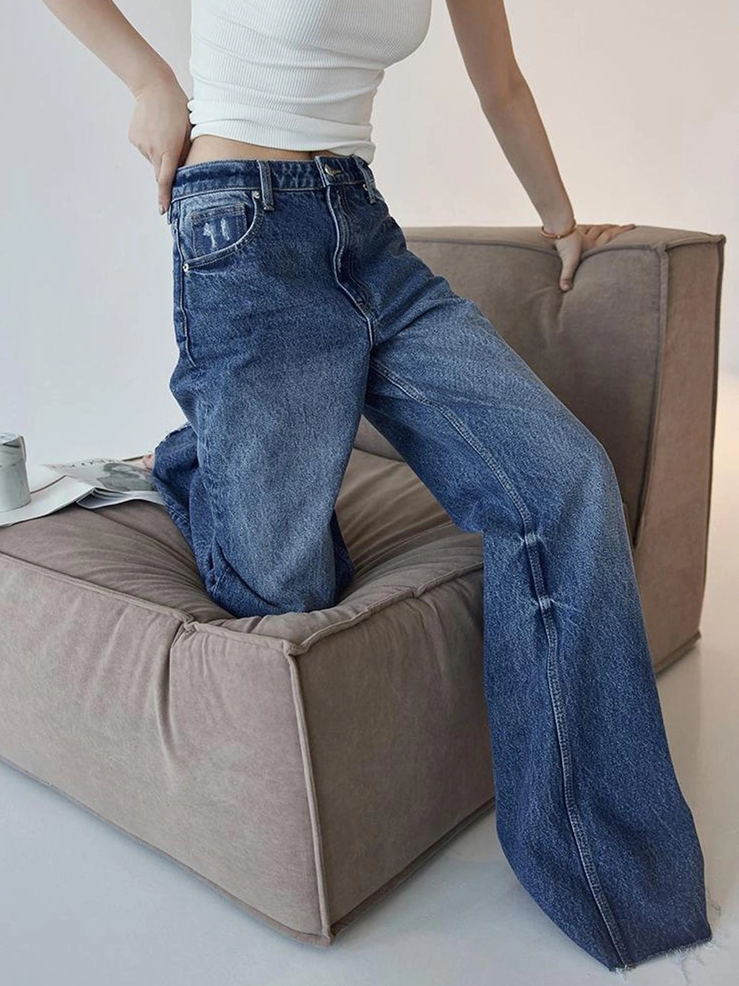 FU FRESH UP Classic Denim Straight Leg Jeans