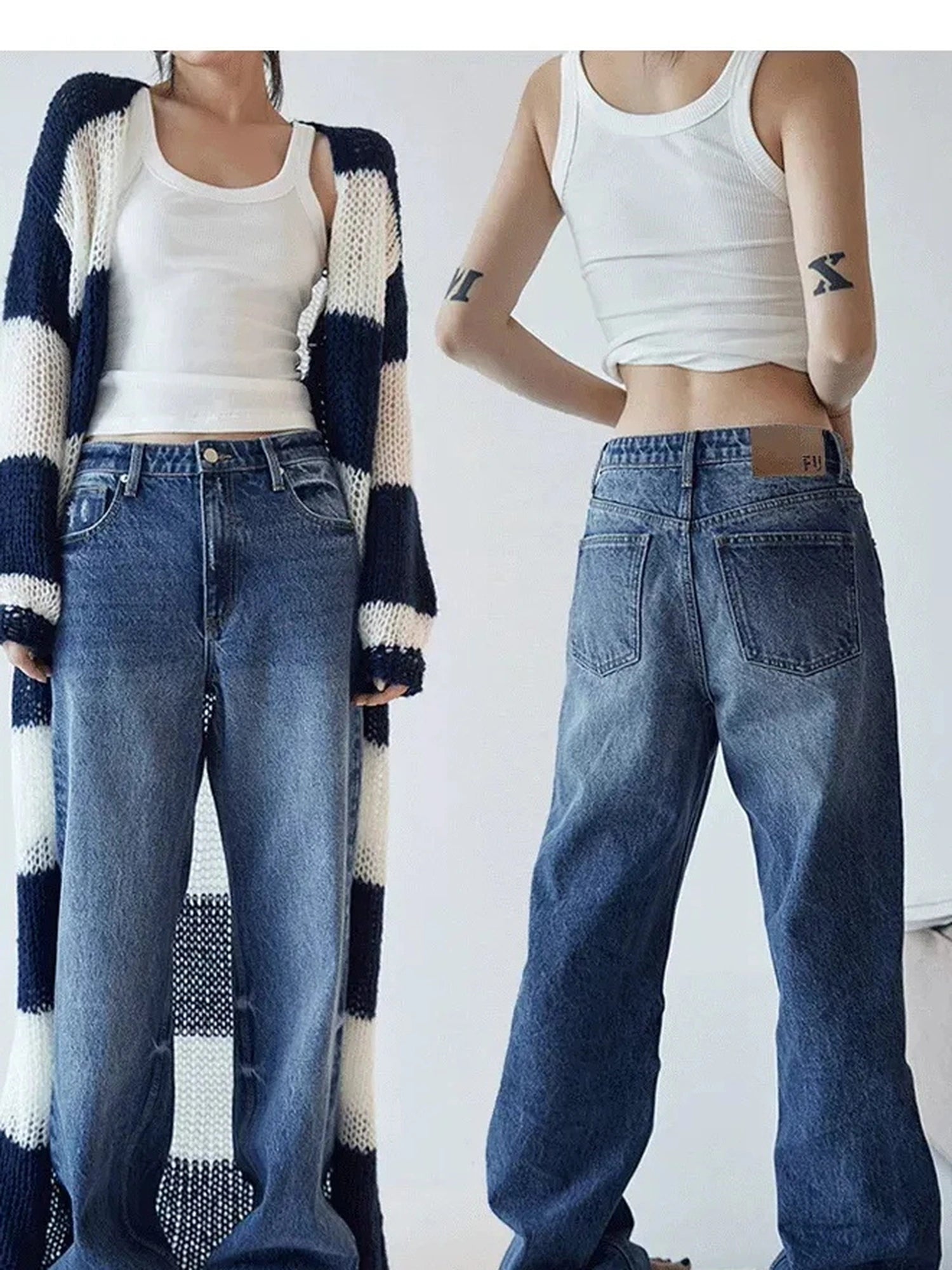 FU FRESH UP Classic Denim Straight Leg Jeans