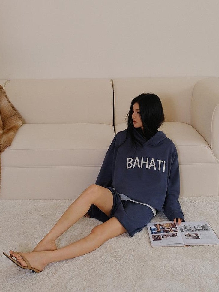 FU FRESH UP Color Block Print Hooded Cropped Long Sleeve Women&