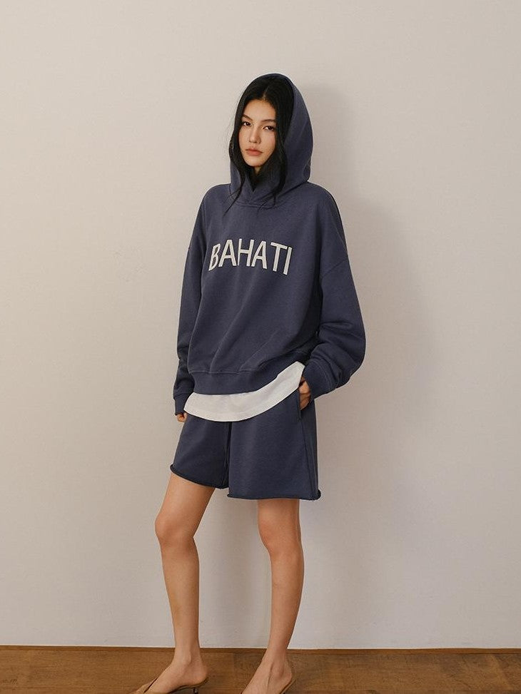 FU FRESH UP Color Block Print Hooded Cropped Long Sleeve Women&