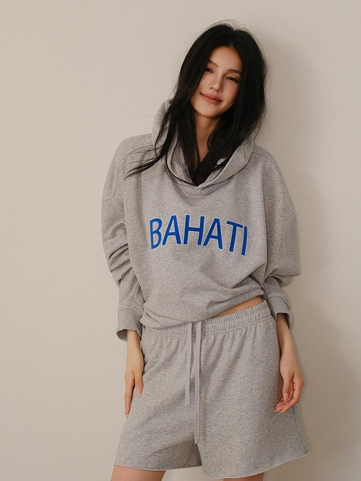 FU FRESH UP Color Block Print Hooded Cropped Long Sleeve Women&